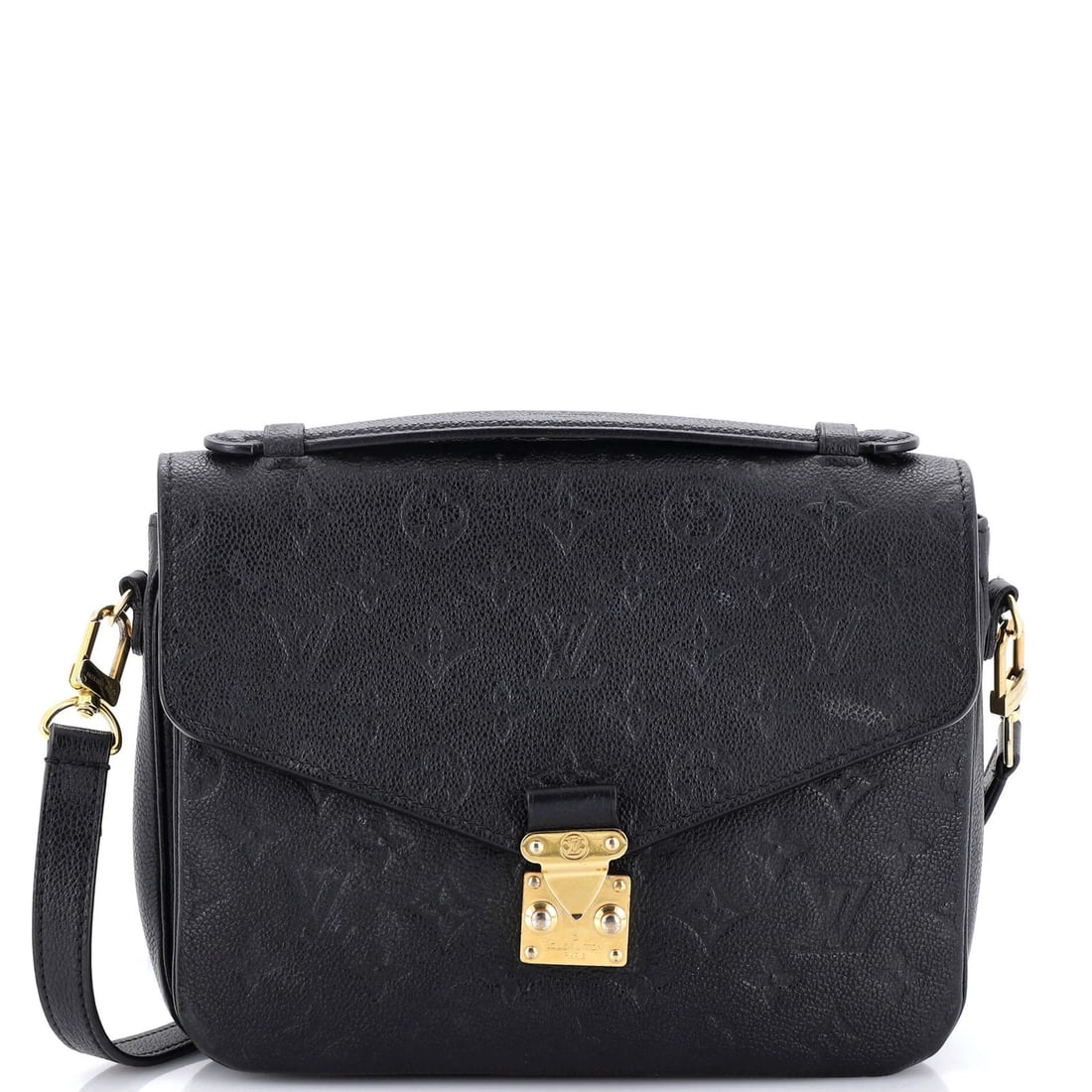 Empreinte Leather Pochette Monogram Vuitton Louis: Empreinte Leather Pochette Monogram Vuitton Louis Black Empreinte Leather Pochette Monogram Vuitton Louis with gold hardware, featuring a classic cross body design and a signature monogram pattern.