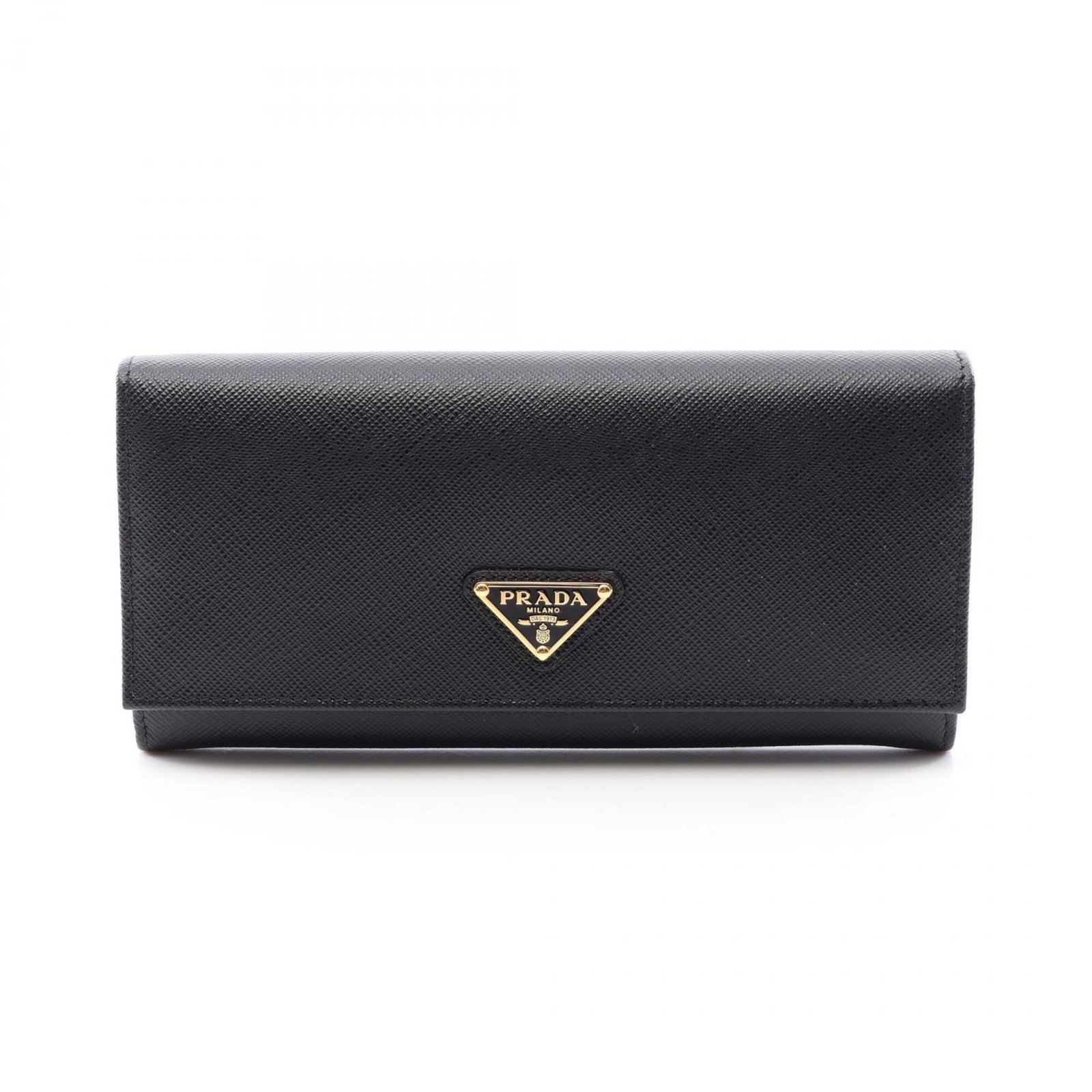 Prada Long Wallet (Bi-Fold) Saffiano: Prada Long Wallet (Bi-Fold) Saffiano Saffiano leather construction provides durability and sophistication to this sleek, black bi-fold wallet from Prada. Measuring 9cm x 18.5cm x 2.5cm, the wallet's c