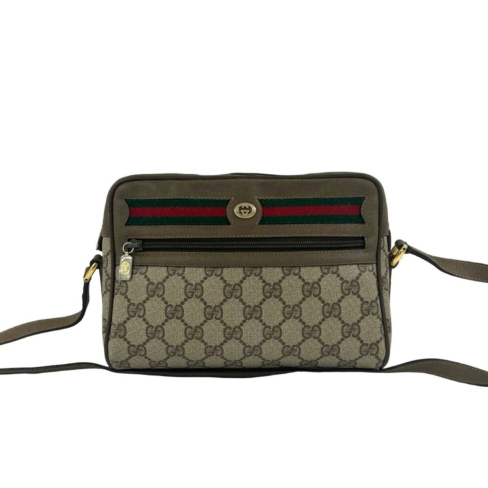 Shoulder Bag Leather Pvc Gucci Pochette: Shoulder Bag Leather Pvc Gucci Pochette Brown, Green, or Red color Gucci Pochette shoulder bag made from Leather and PVC, with a size of 16cm x 22cm x 6.5cm. This stylish bag features a classic
