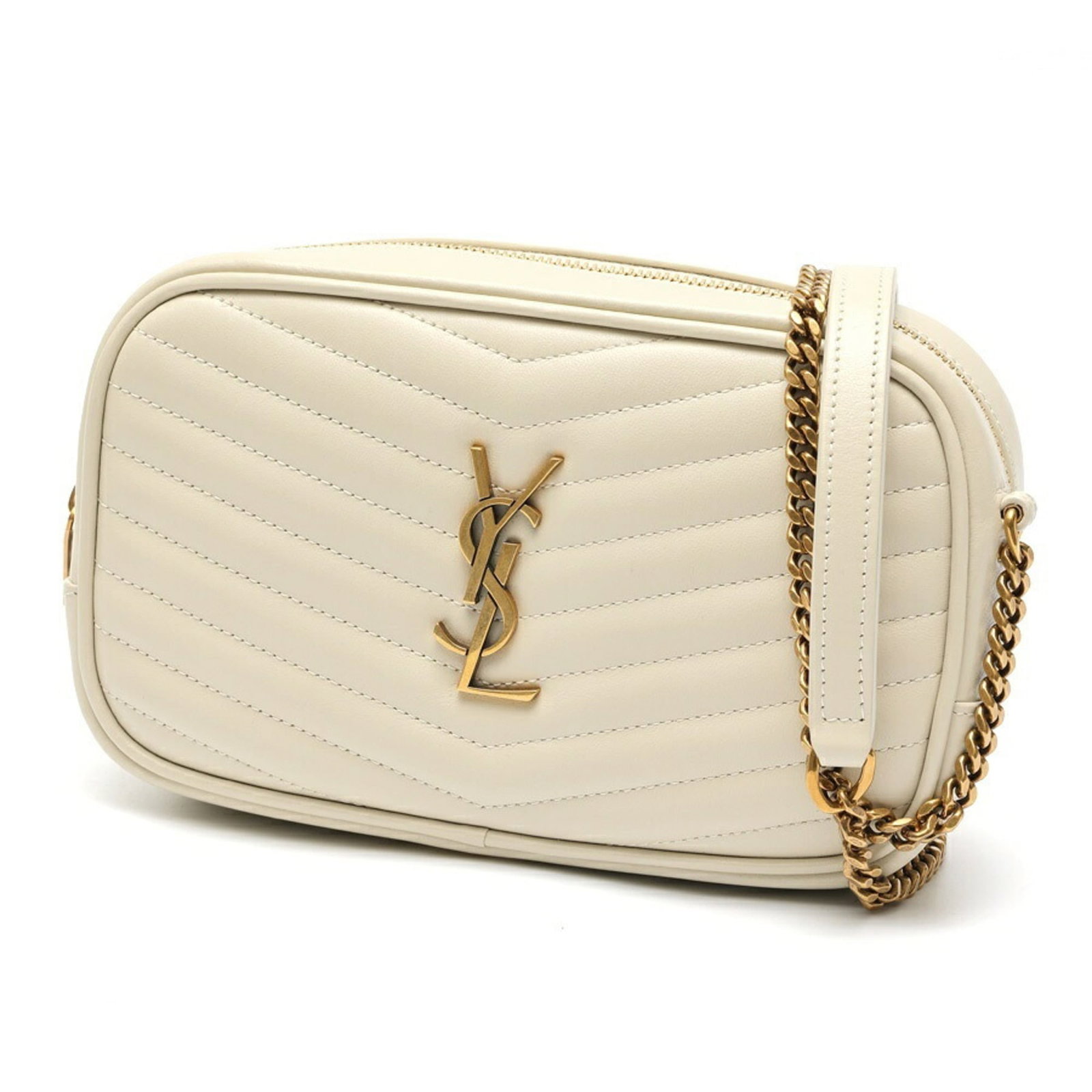 Laurent Saint Bag Leather Shoulder: Laurent Saint Bag Leather Shoulder The Laurent Saint Bag Leather Shoulder is a sleek, ivory-colored shoulder bag crafted from high-quality leather. Measuring 10.5cm x 19cm x 5cm, this stylish