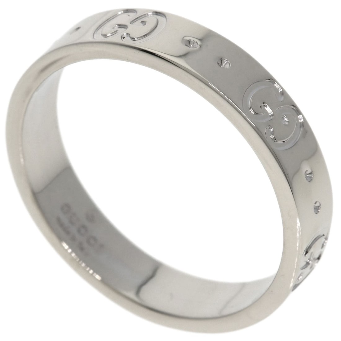 K18 White Gold Gucci Icon Ring: K18 White Gold Gucci Icon Ring K18 White Gold Gucci Icon Ring, a sleek and sophisticated design crafted from high-quality K18 white gold, features a striking silver metal exterior. This elegant ring