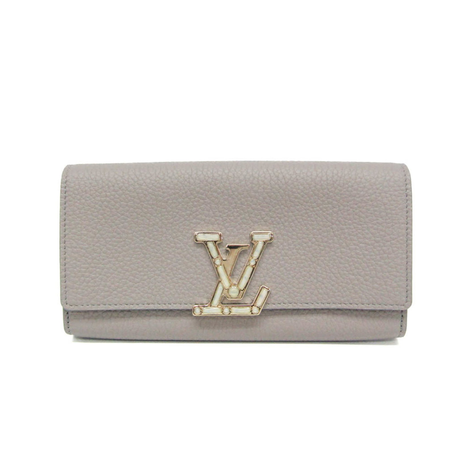 Leather Wallet Bi Fold Louis Vuitton: Leather Wallet Bi Fold Louis Vuitton Grayish Taurillon leather makes this Louis Vuitton Wallet Capucines a stylish and sophisticated accessory. With its snap closure, bill slot, card slots, and coin