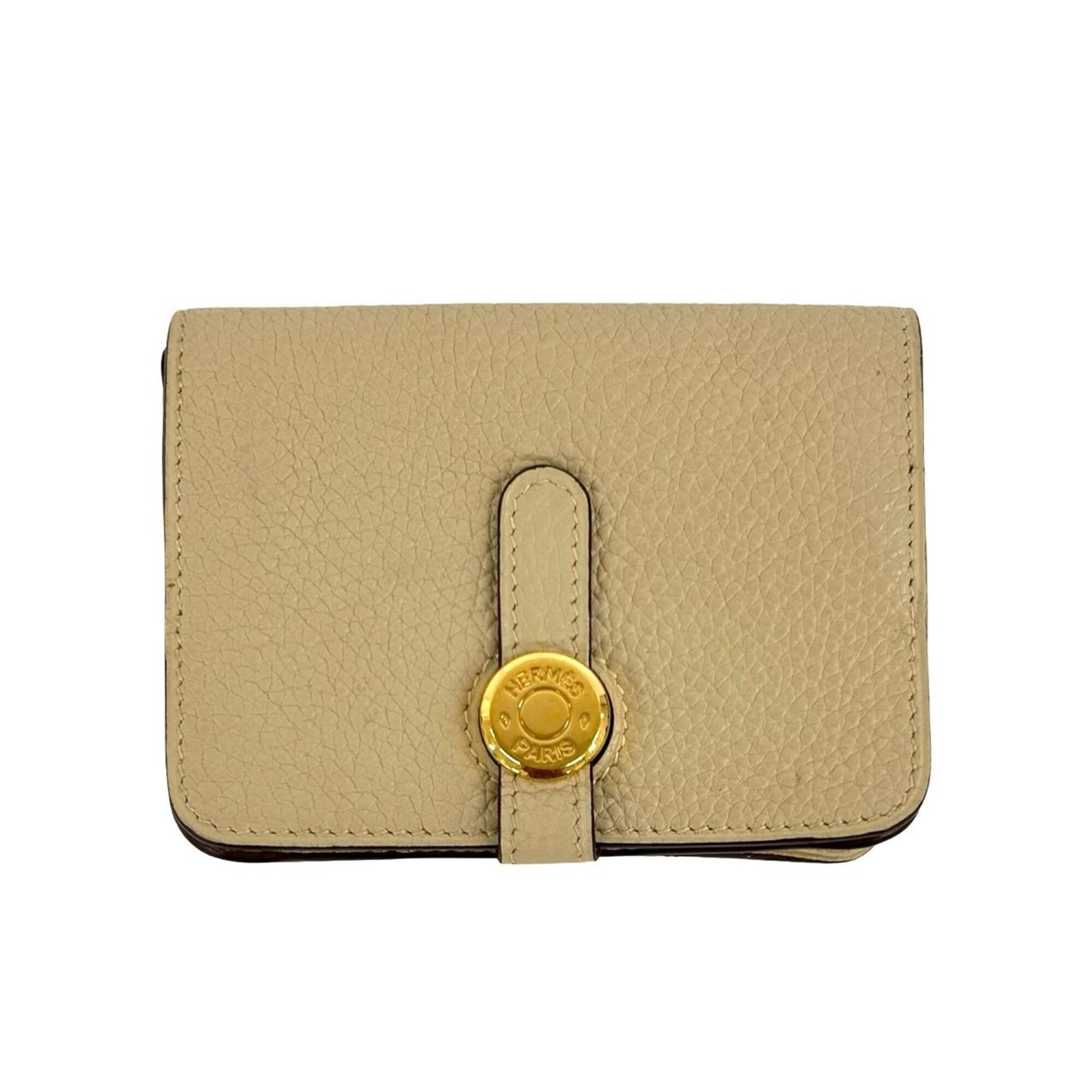 Hermes Coin Purse/ Coin Case Taurillon Clemence Leather: Hermes Coin Purse/ Coin Case Taurillon Clemence Leather Taurillon Clemence leather coin purse/coin case from Hermes, featuring a classic design in beige color. Made from high-quality Taurillon