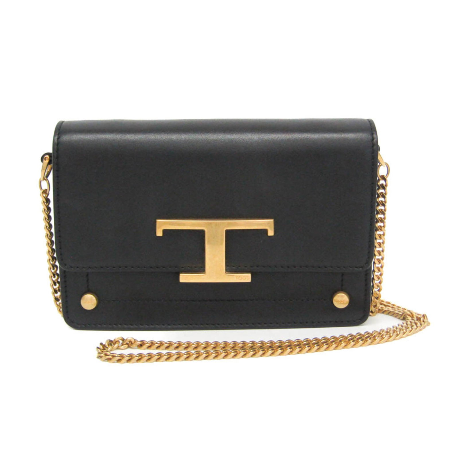 Shoulder Bag Leather Bag Tod's: Shoulder Bag Leather Bag Tod's Chain shoulder strap length: 103cm, a versatile and adjustable design. Made from high-quality leather, this black Tod's T-Timeless Belt Chain Shoulder Bag features a mag