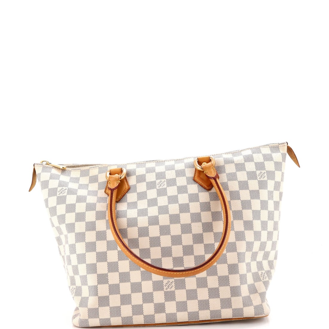 Damier Handbag Saleya Louis Vuitton: Damier Handbag Saleya Louis Vuitton White canvas coated Louis Vuitton Saleya handbag in excellent condition, featuring a classic Damier MM pattern and gold hardware. The bag has a sturdy design with