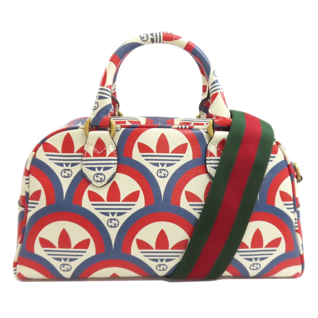 Gucci 7012397 Adidas Collaboration 2Way Handbag Leather: Gucci 7012397 Adidas Collaboration 2Way Handbag Leather White leather Gucci handbag with Adidas collaboration 2Way design, a unique fusion of styles. This 2Way handbag features a striking white
