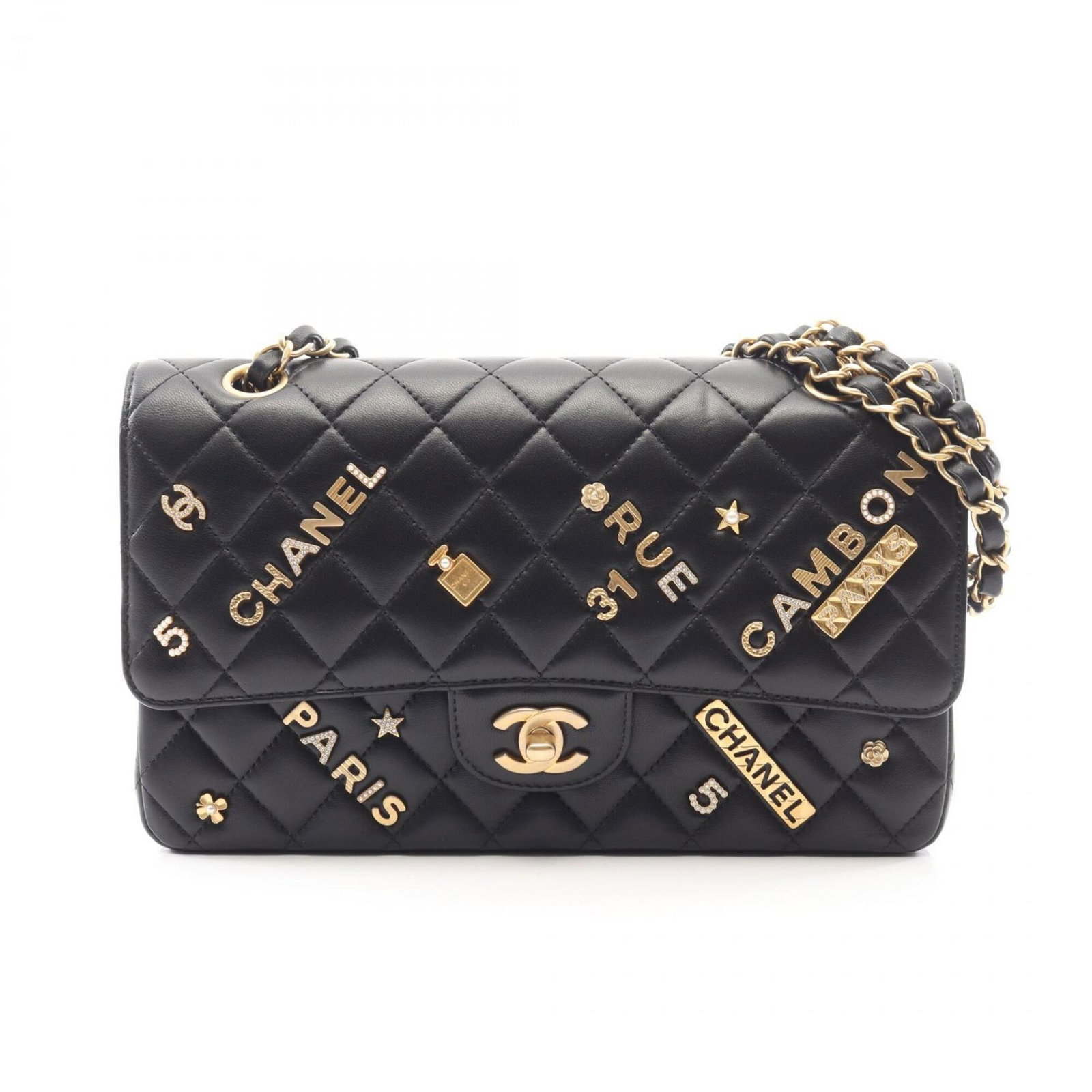 Shoulder Bag Leather Handbag Chanel: Shoulder Bag Leather Handbag Chanel Black Lambskin Leather Shoulder Bag from Chanel, measuring 16cm x 25cm x 6.5cm, features a classic design. Made from high-quality lambskin leather, this shoulder