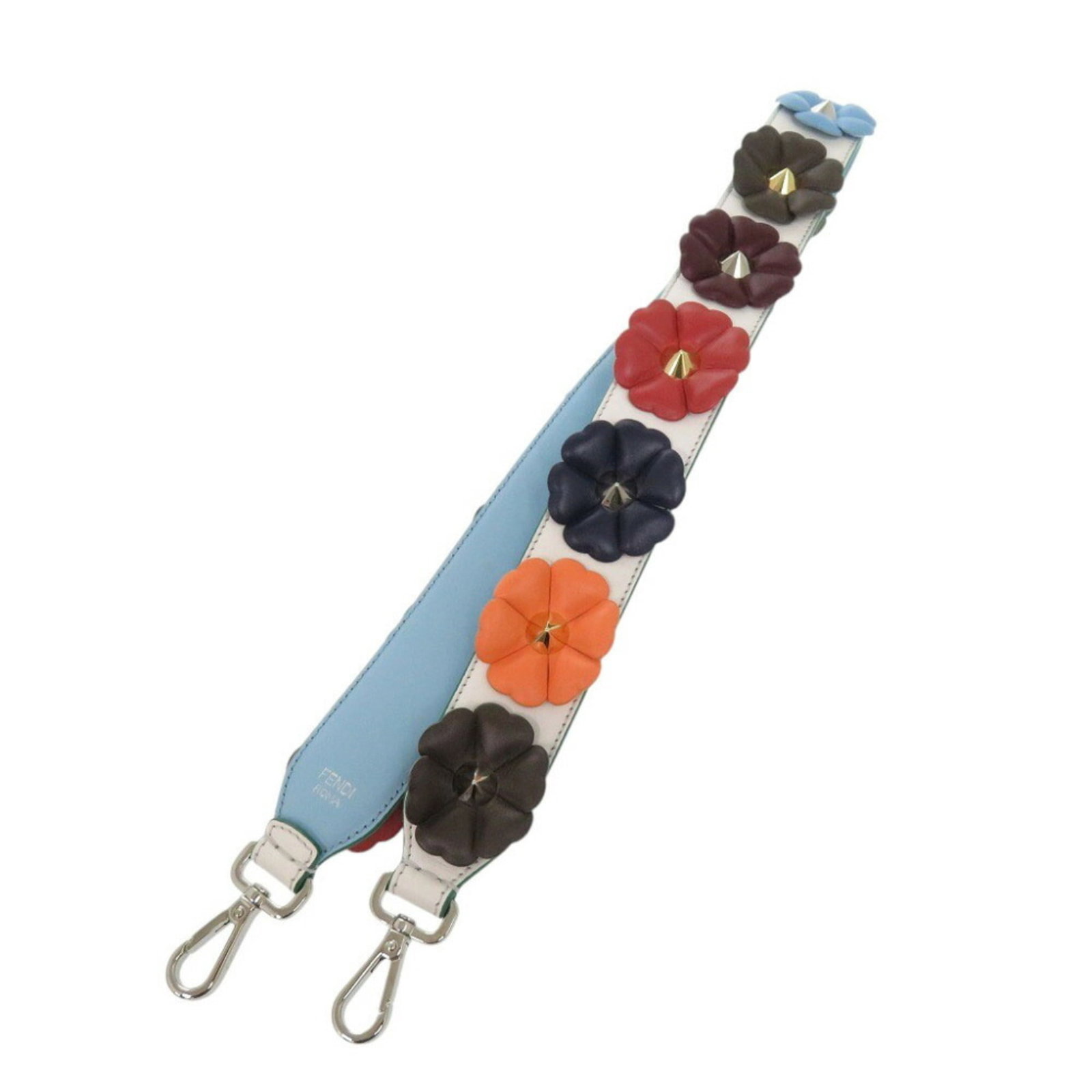 Fendi Strap Gold Leather: Fendi Strap Gold Leather Gold plating and high-quality leather come together in this Fendi Strap Gold Leather accessory, available in blue, silver, and white. The strap measures 81.5cm in length,