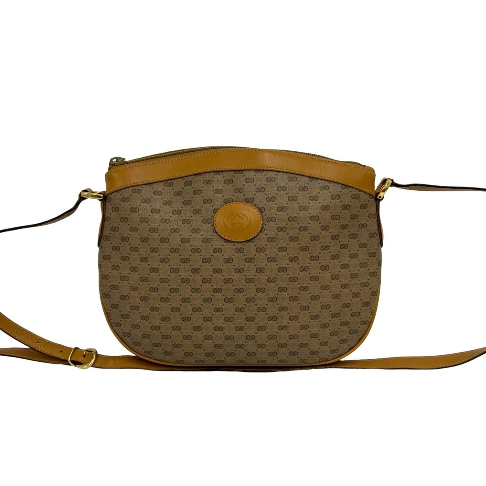 Pvc Leather Pochette Gucci Bag Shoulder: Pvc Leather Pochette Gucci Bag Shoulder PVC and leather combine in this Gucci Pochette shoulder bag, available in brown. The bag measures 21cm x 26cm x 6.5cm and features a signature. This Gucci