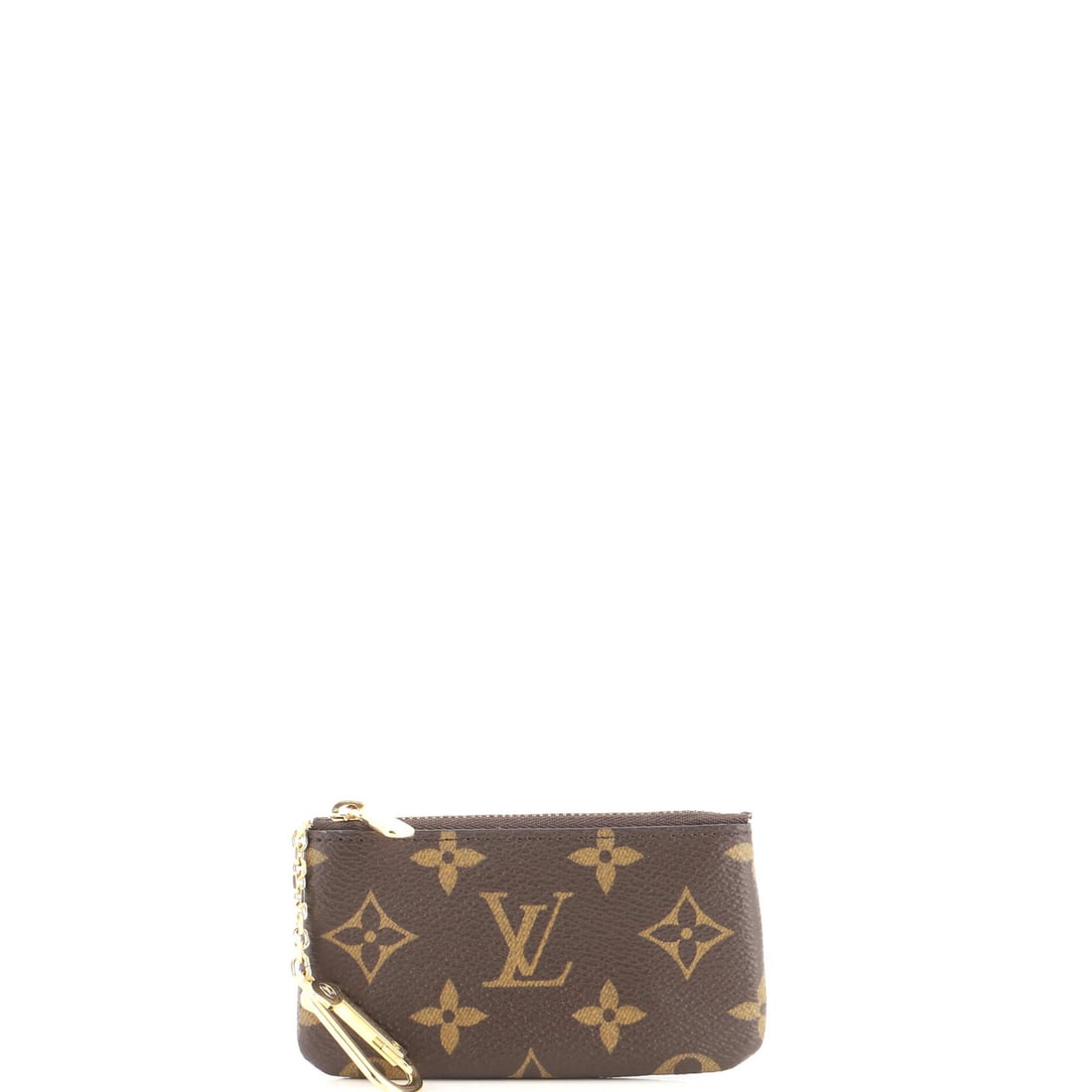 Vuitton Key Pouch Monogram Canvas Louis: Vuitton Key Pouch Monogram Canvas Louis Brown canvas coated monogram canvas Louis Vuitton key pouch with gold hardware, featuring a signature and minor scuffs and creasing on the exterior, and a