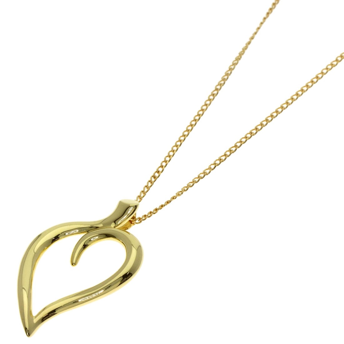 Tiffany Co. K18 Yellow Gold Necklace Heart Leaf: Tiffany Co. K18 Yellow Gold Necklace Heart Leaf K18 Yellow Gold Necklace Heart Leaf is a stunning piece from Tiffany & Co., featuring 17.7inch length of high-quality gold metal. The necklace boasts a