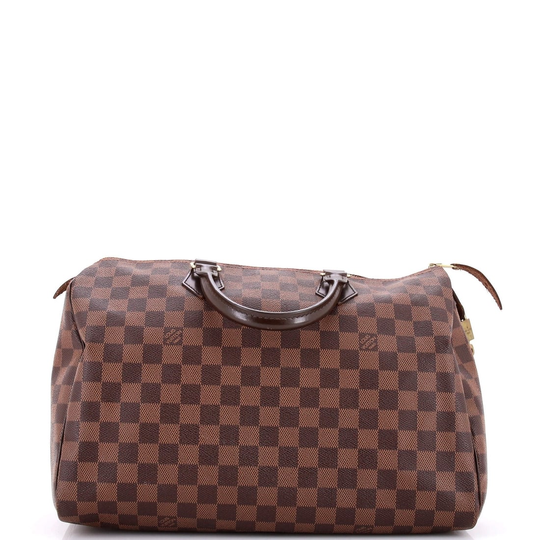 Vuitton Damier Handbag Speedy Louis 35: Vuitton Damier Handbag Speedy Louis 35 Brown Louis Vuitton Damier 35 Speedy Handbag with Gold Hardware. This Vuitton Speedy handbag features a classic canvas coated exterior in brown, with a