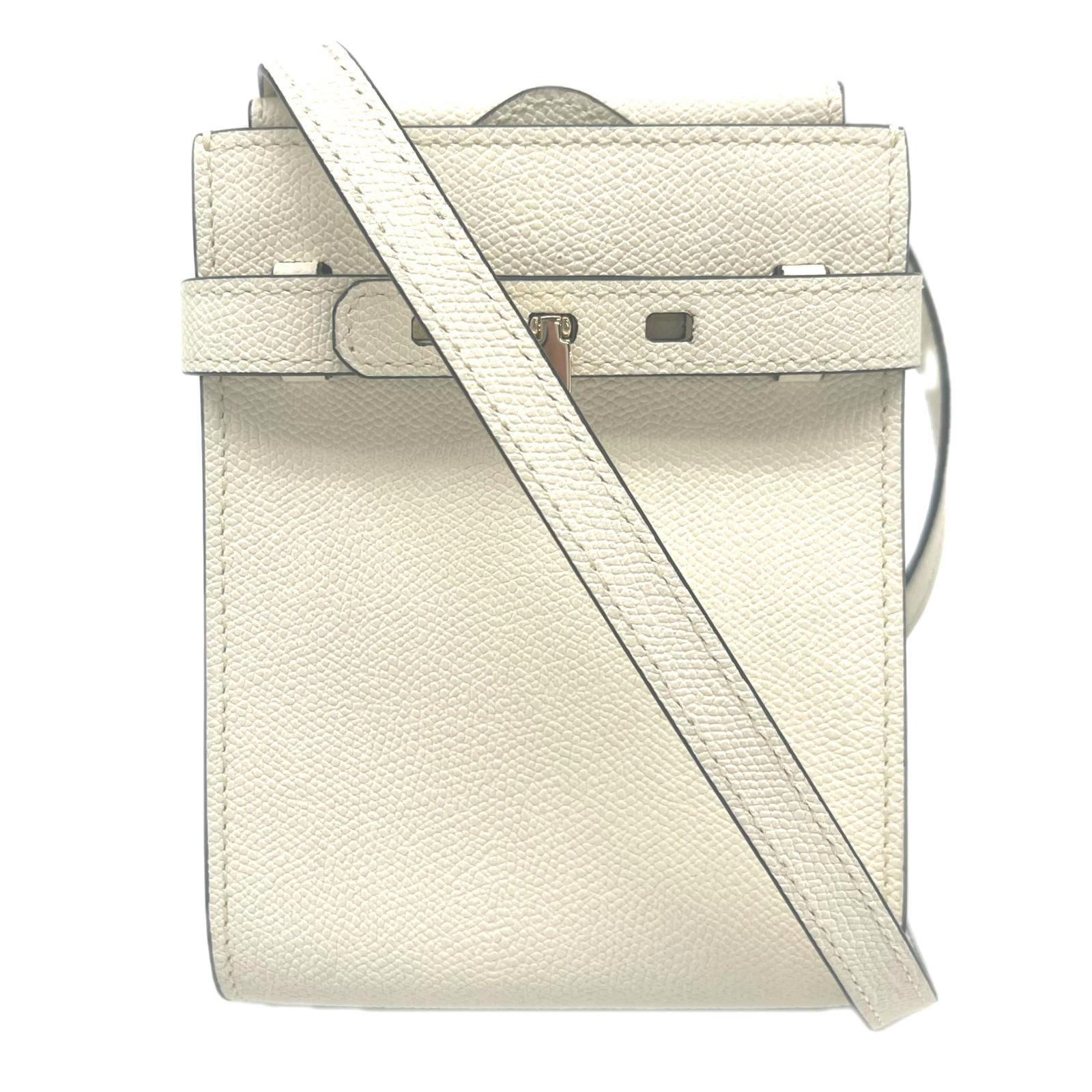Shoulder Bag Leather: Shoulder Bag Leather White Calfskin Leather Shoulder Bag with Magnet Closure. This elegant shoulder bag features a sleek design and durable leather construction. With its classic style and convenient