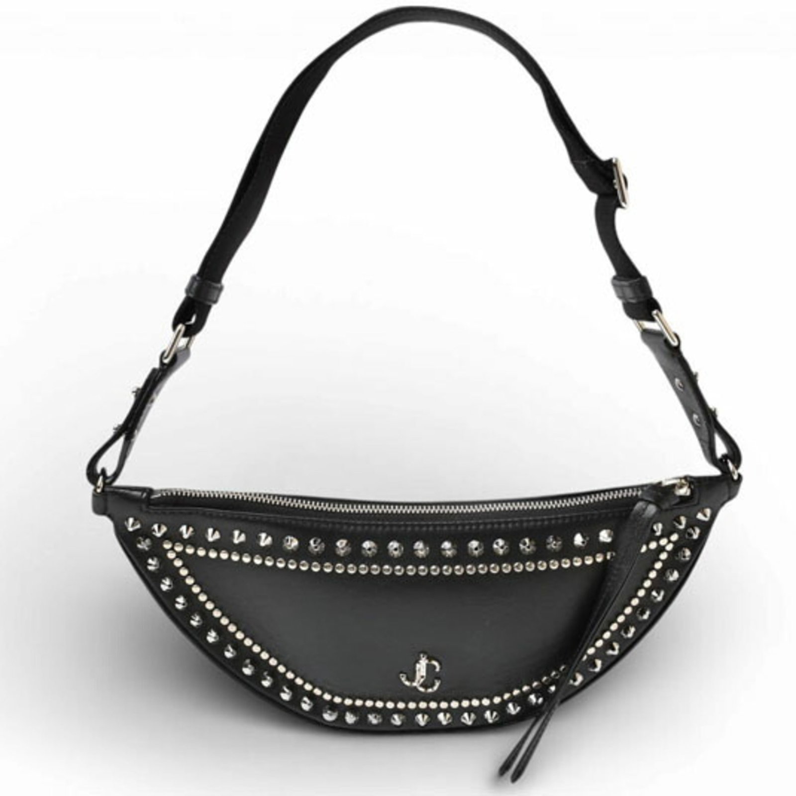 Choo Jimmy Leather Sling Pack Fanny Bag Shoulder: Choo Jimmy Leather Sling Pack Fanny Bag Shoulder Leather craftsmanship shines in this sleek black Choo Jimmy Sling Pack Fanny Bag Shoulder, featuring a stylish design with a 12cm x 30cm x 6cm size.