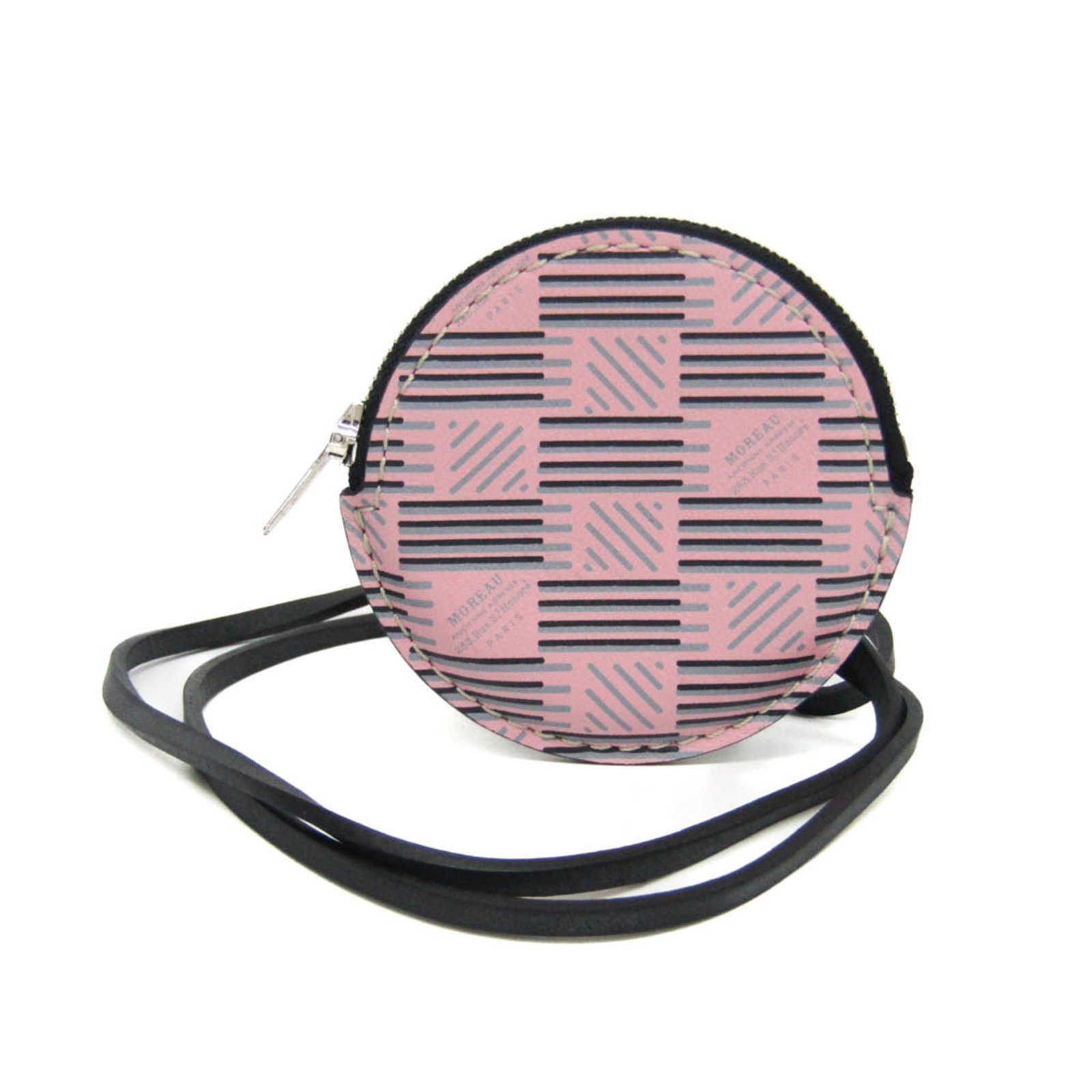 Moreau Coin Purse/ Coin Case Leather: Moreau Coin Purse/ Coin Case Leather This sleek leather coin purse from Moreau features a classic design with a zipper closure and adjustable strap. Made from high-quality black leather, it measures