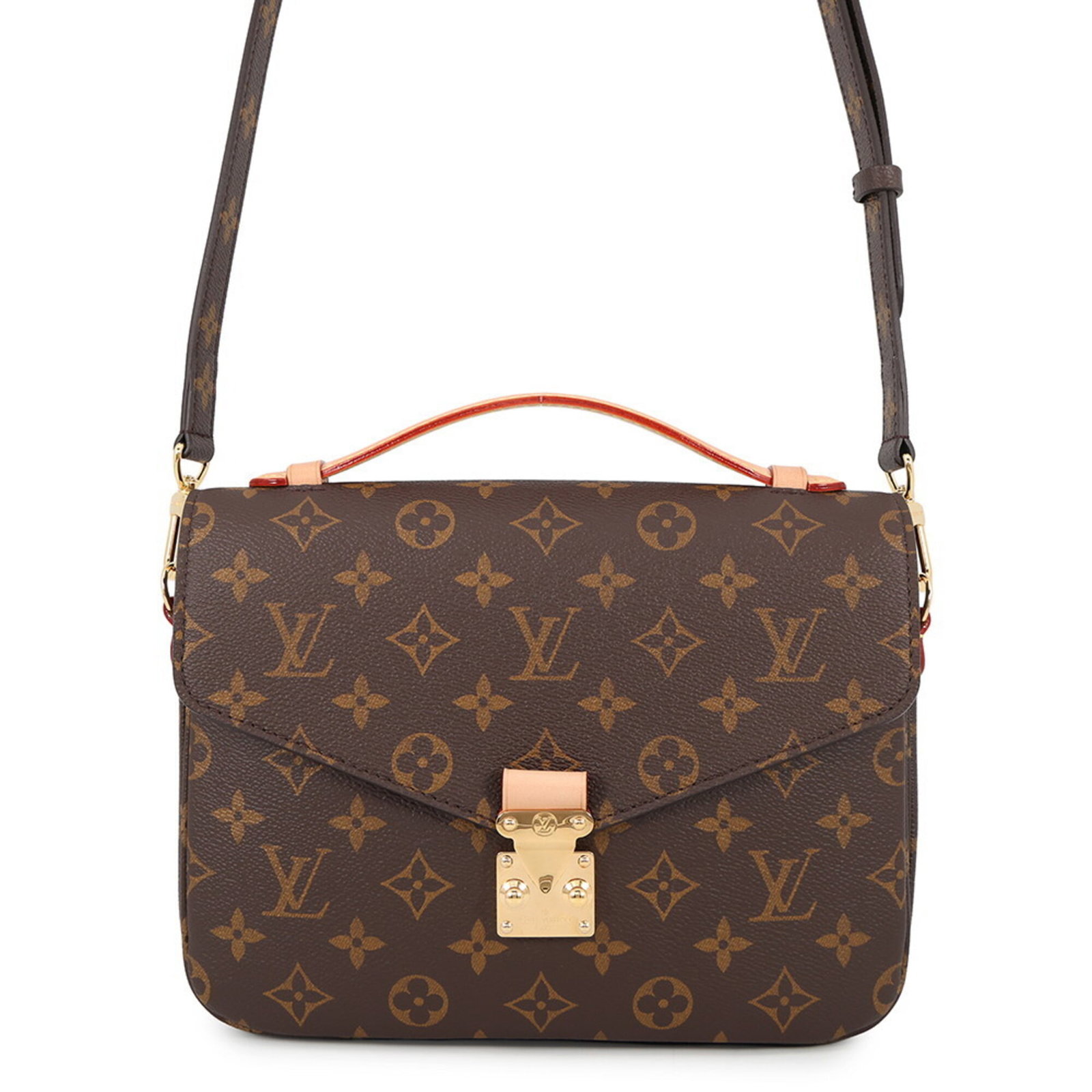 Monogram Louis Vuitton Handbag Shoulder: Monogram Louis Vuitton Handbag Shoulder Monogram Louis Vuitton Handbag ShoulderThis luxurious shoulder bag features the iconic Monogram pattern in rich brown, adorned with gold hardware and a sleek