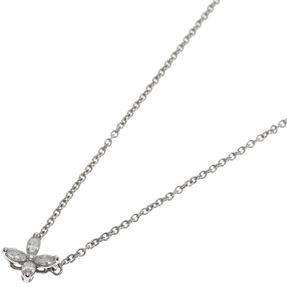 Tiffany&Co. Victoria Mini Diamond Necklace Platinum Pt950: Tiffany&Co. Victoria Mini Diamond Necklace Platinum Pt950 Tiffany&Co.'s Victoria Mini Diamond Necklace is a stunning piece featuring a platinum setting and a single diamond main stone. The necklace's 