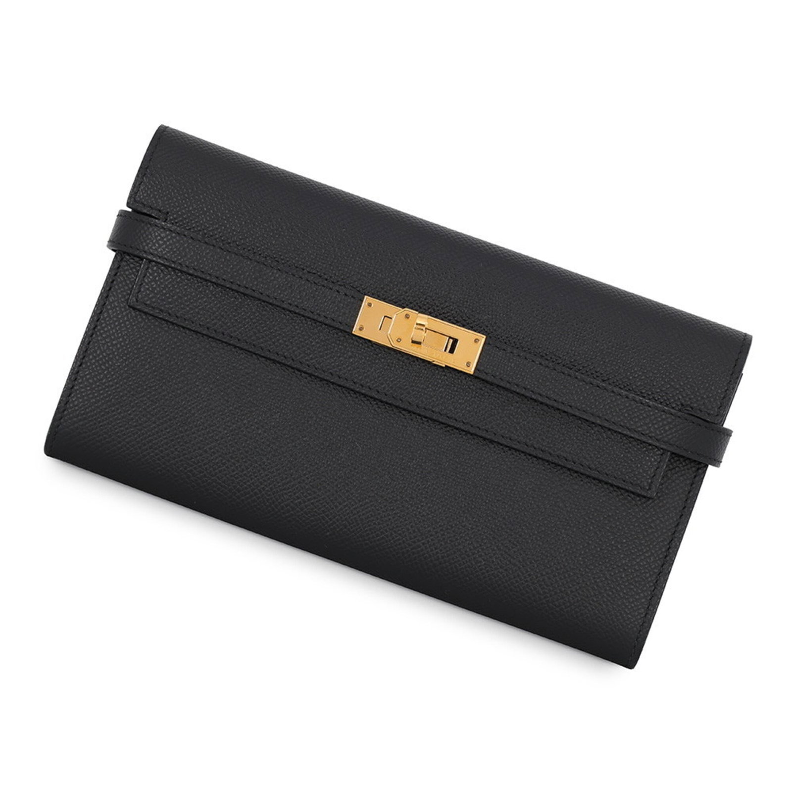 Epsom Leather Bi fold Wallet Hermes: Epsom Leather Bi fold Wallet Hermes Epsom leather construction provides a durable and luxurious feel, while the sleek black design makes for a versatile accessory. This bi-fold wallet measures 11cm x