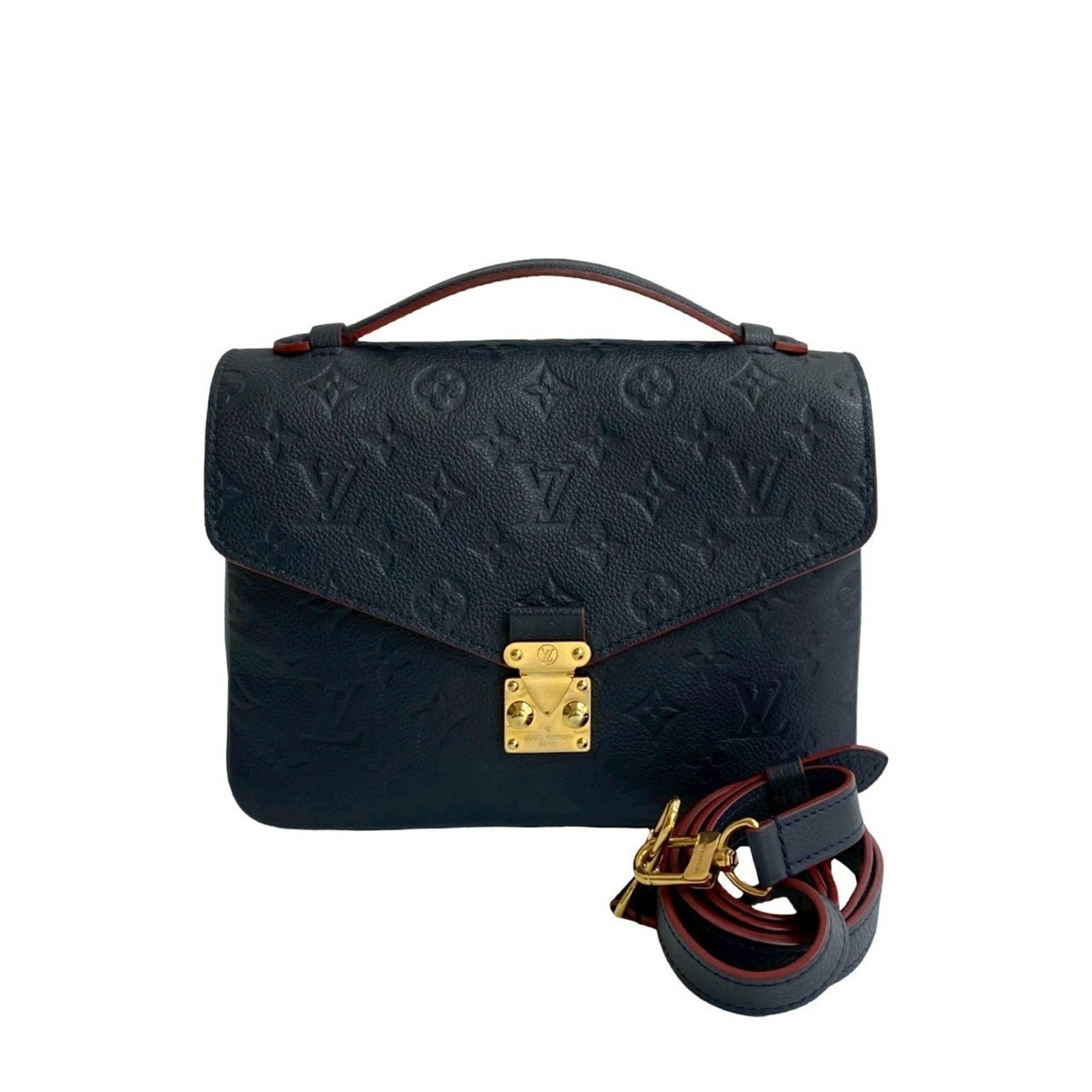 Shoulder Bag Handbag Leather Louis Vuitton: Shoulder Bag Handbag Leather Louis Vuitton Navy and red color options available, this Louis Vuitton shoulder bag features a classic design with a leather material and adjustable shoulder strap.