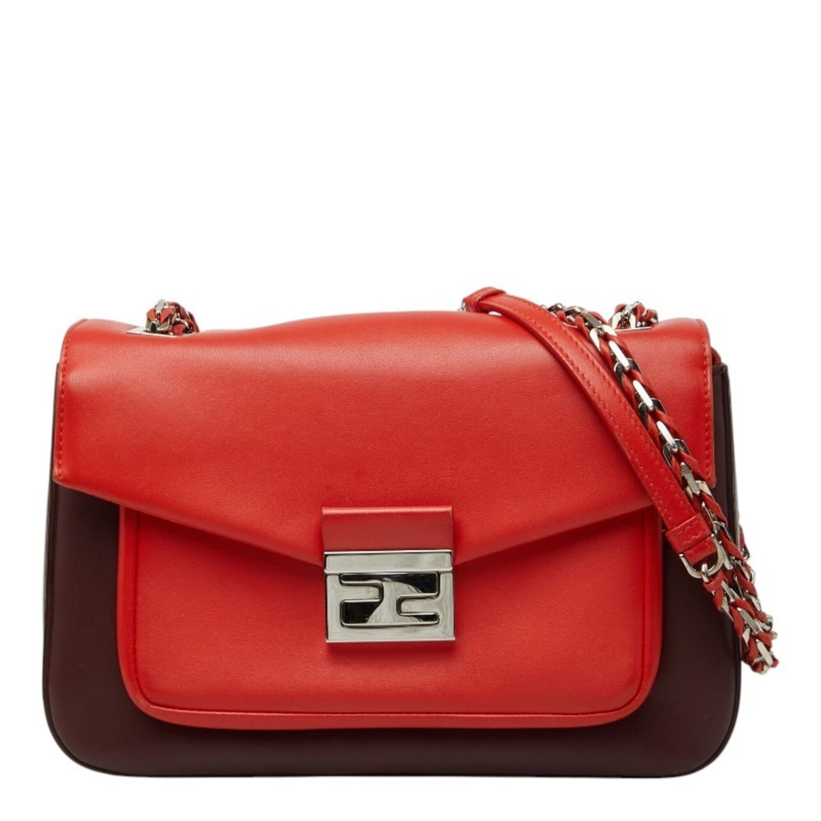 Shoulder Bag Leather: Shoulder Bag Leather Bordeaux and Red color leather shoulder bag with outer pocket and lock. Made from high-quality leather, this bag measures 16cm x 25cm x 6cm. Features a classic design with a secur