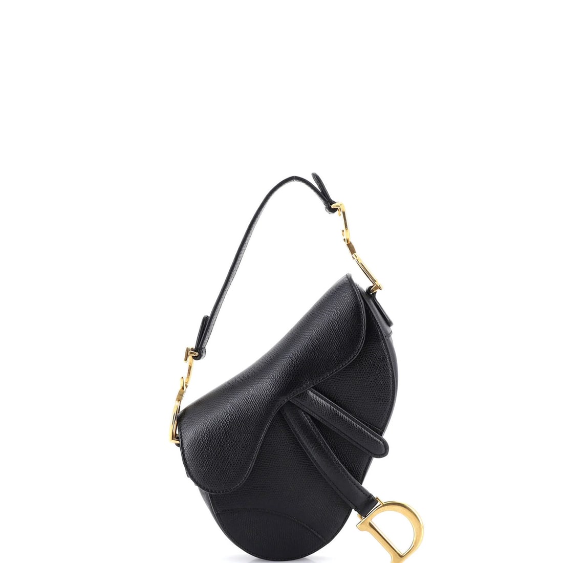 Mini Leather Christian Dior Saddle Handbag: Mini Leather Christian Dior Saddle Handbag Mini Leather Christian Dior Saddle Handbag in Black, featuring a classic shoulder bag design with a timeless saddle shape. Measuring 5" handle drop, 6" heigh