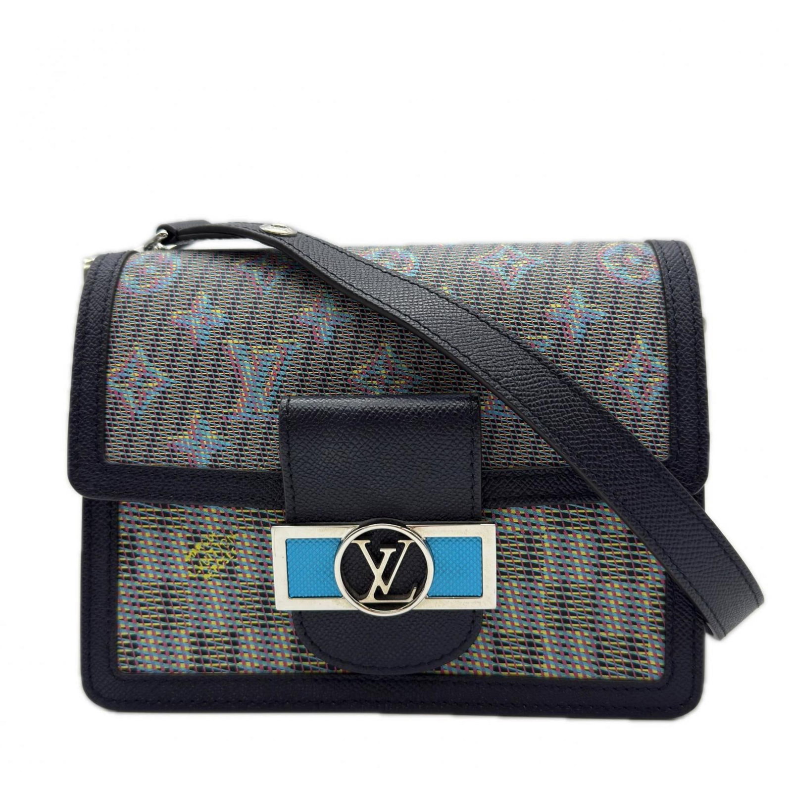 Shoulder Bag Leather Louis Vuitton: Shoulder Bag Leather Louis Vuitton The Louis Vuitton shoulder bag boasts a striking multi-color design, perfectly complemented by its supple calf leather construction. Measuring 15cm x 20cm x 9cm, thi
