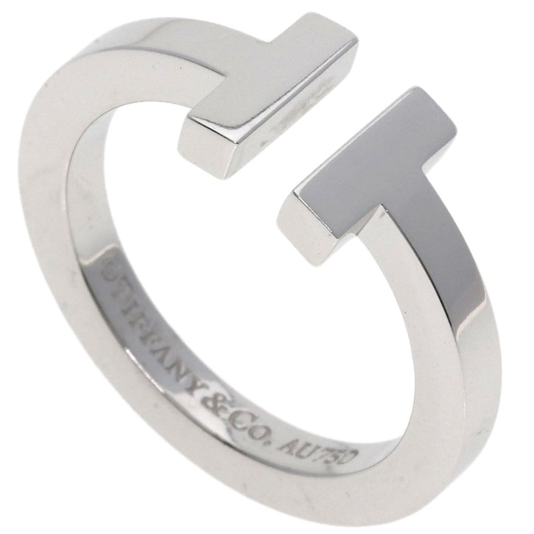 Tiffany&Co K18 Square T White Gold Ring: Tiffany&Co K18 Square T White Gold Ring K18 Square T White Gold Ring from Tiffany&Co. features a striking silver metal design with a ring size of 6.5(US). This piece boasts a unique K18 material