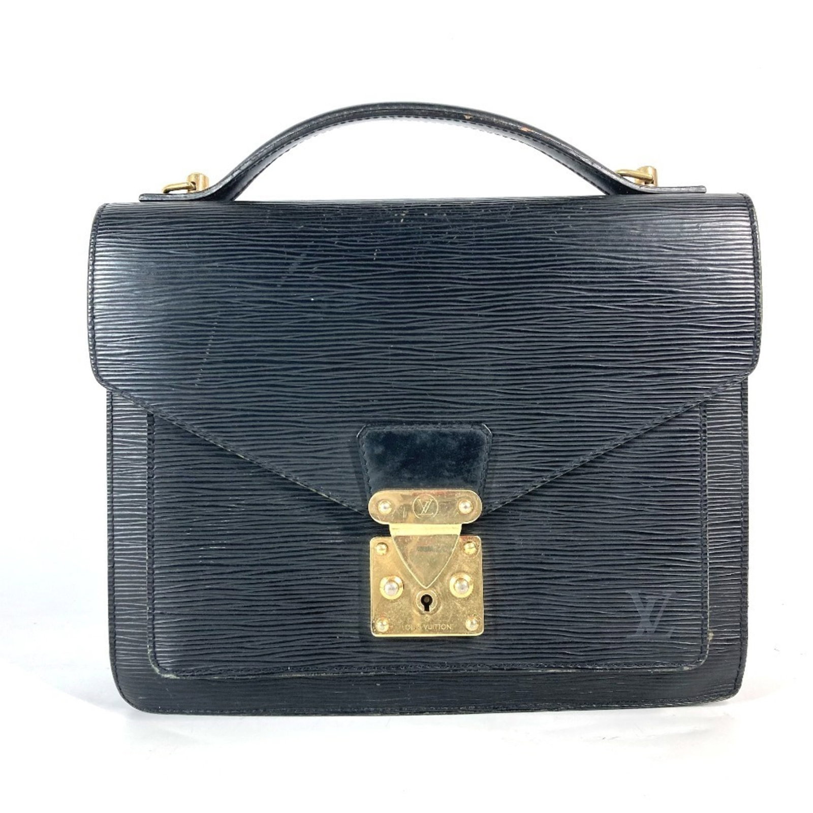 Epi Leather Louis Vuitton Handbag: Epi Leather Louis Vuitton Handbag Epi leather Louis Vuitton Handbag, 22cm x 27.5cm x 6.5cm, features a classic design with a black, Noir color. Made from high-quality Epi leather, this handbag boasts