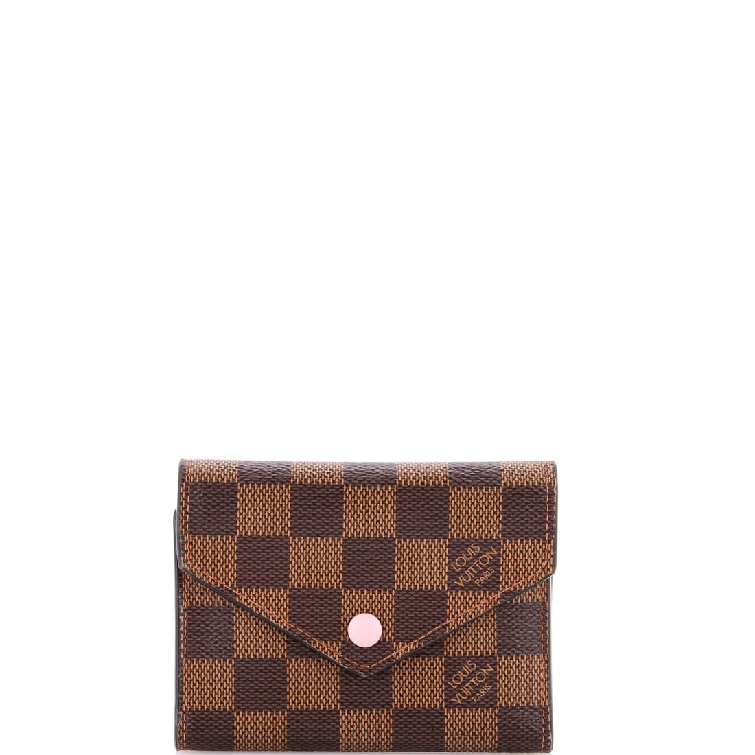 Vuitton Victorine Damier Louis Wallet: Vuitton Victorine Damier Louis Wallet The Louis Vuitton Victorine Damier Louis Wallet is a classic brown canvas-coated wallet with a distinctive Damier pattern, featuring a pink leather interior and g