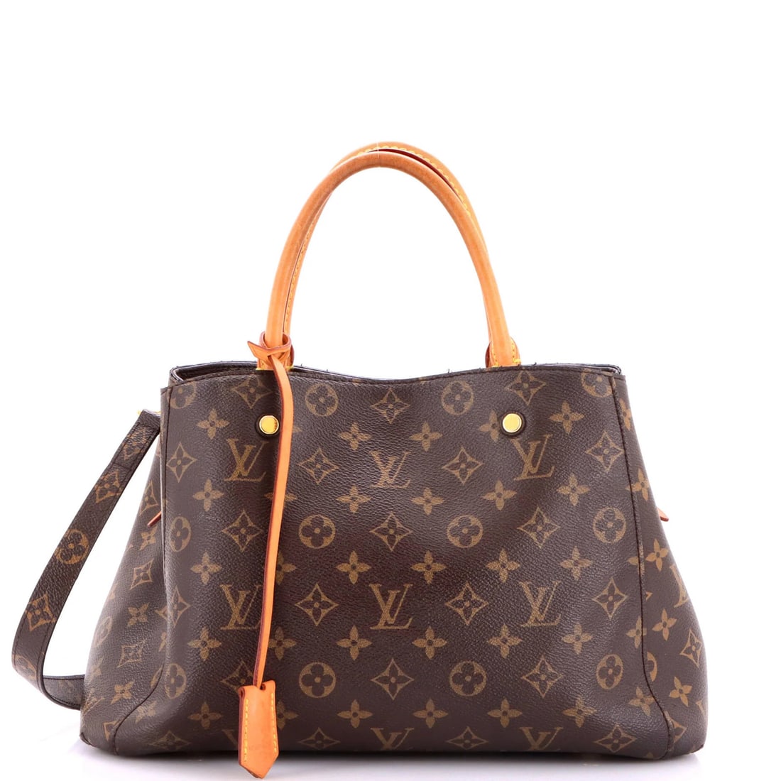 Vuitton Louis Handbag Monogram Canvas MM Montaigne: Vuitton Louis Handbag Monogram Canvas MM Montaigne Brown Louis Vuitton Monogram Canvas MM Montaigne handbag with a classic tote design, featuring a signature Montaigne model and iconic monogram