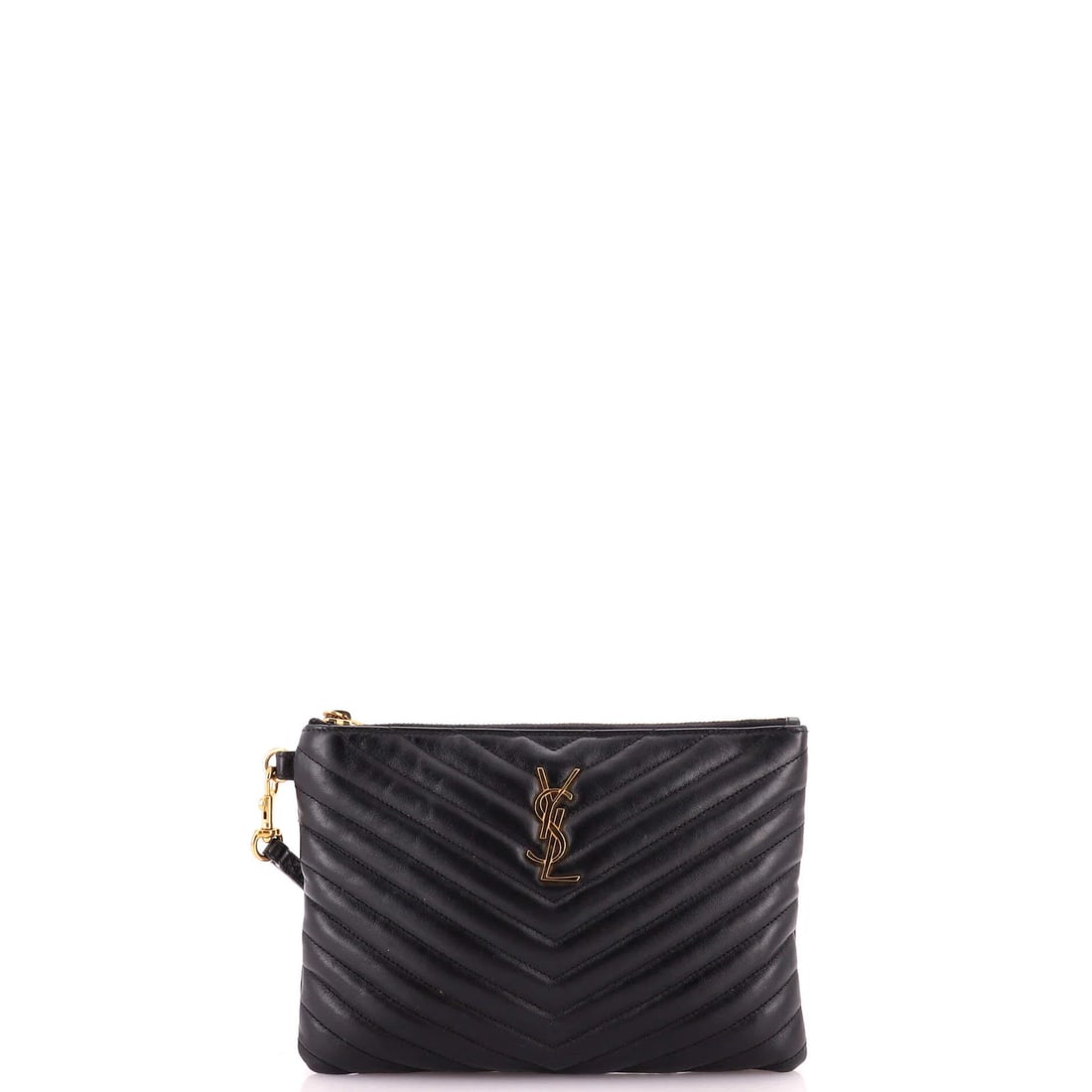 Small Matelasse Leather Chevron Pouch Wristlet Classic Monogram Saint Laurent (1 of 7)