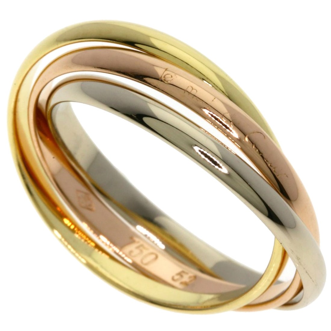Cartier Trinity Xs #52 Ring K18 Yellow Gold 18K Pink Gold: Cartier Trinity Xs #52 Ring K18 Yellow Gold 18K Pink Gold Cartier Trinity Xs #52 Ring K18 Yellow Gold 18K Pink Gold features a unique combination of K18 yellow gold and 18k pink gold, showcasing the