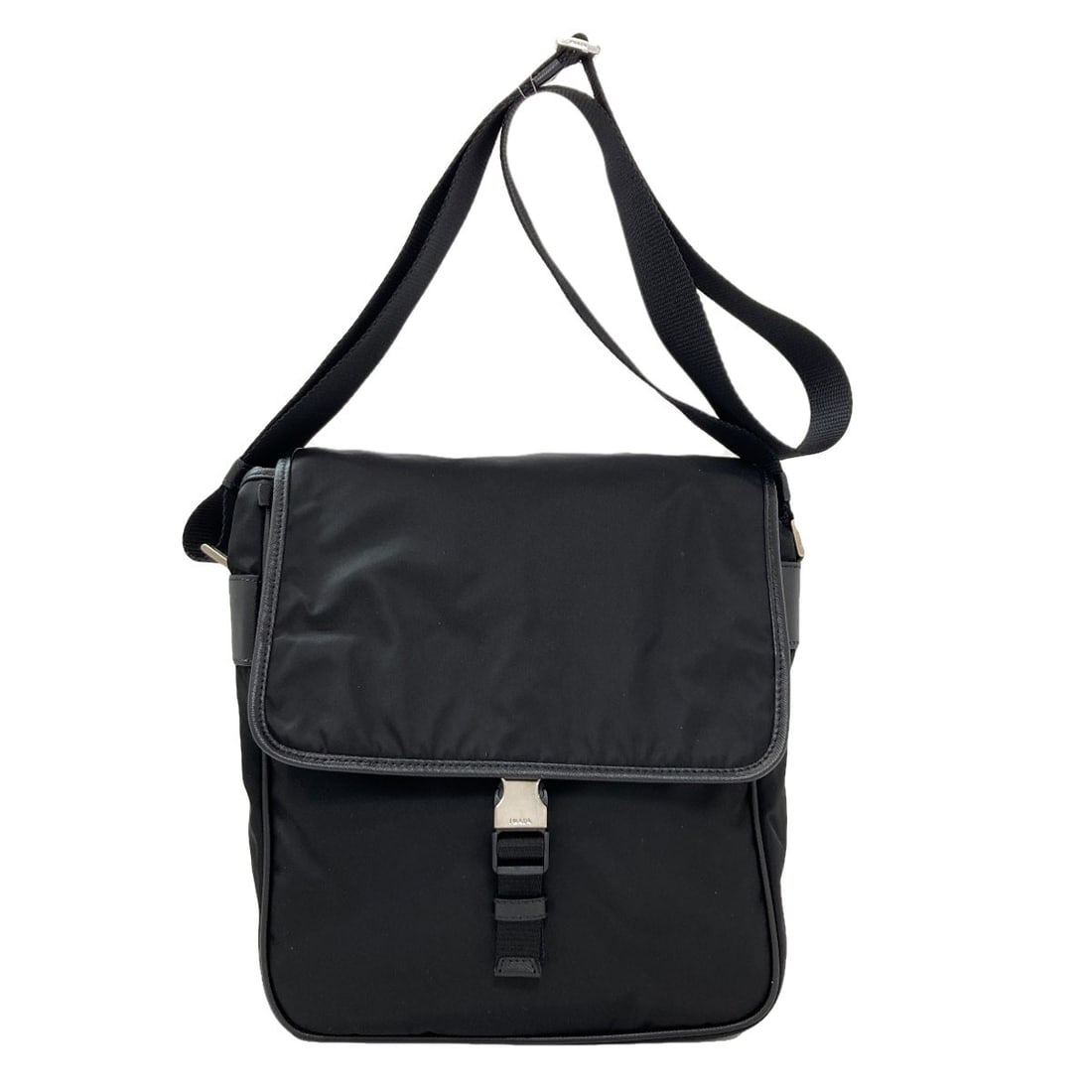 Shoulder Bag Nylon Prada Hardware Logo: Shoulder Bag Nylon Prada Hardware Logo Black nylon shoulder bag with Prada hardware logo. Made from durable nylon, this style features a sleek and modern design. The Prada hardware logo adds a touch