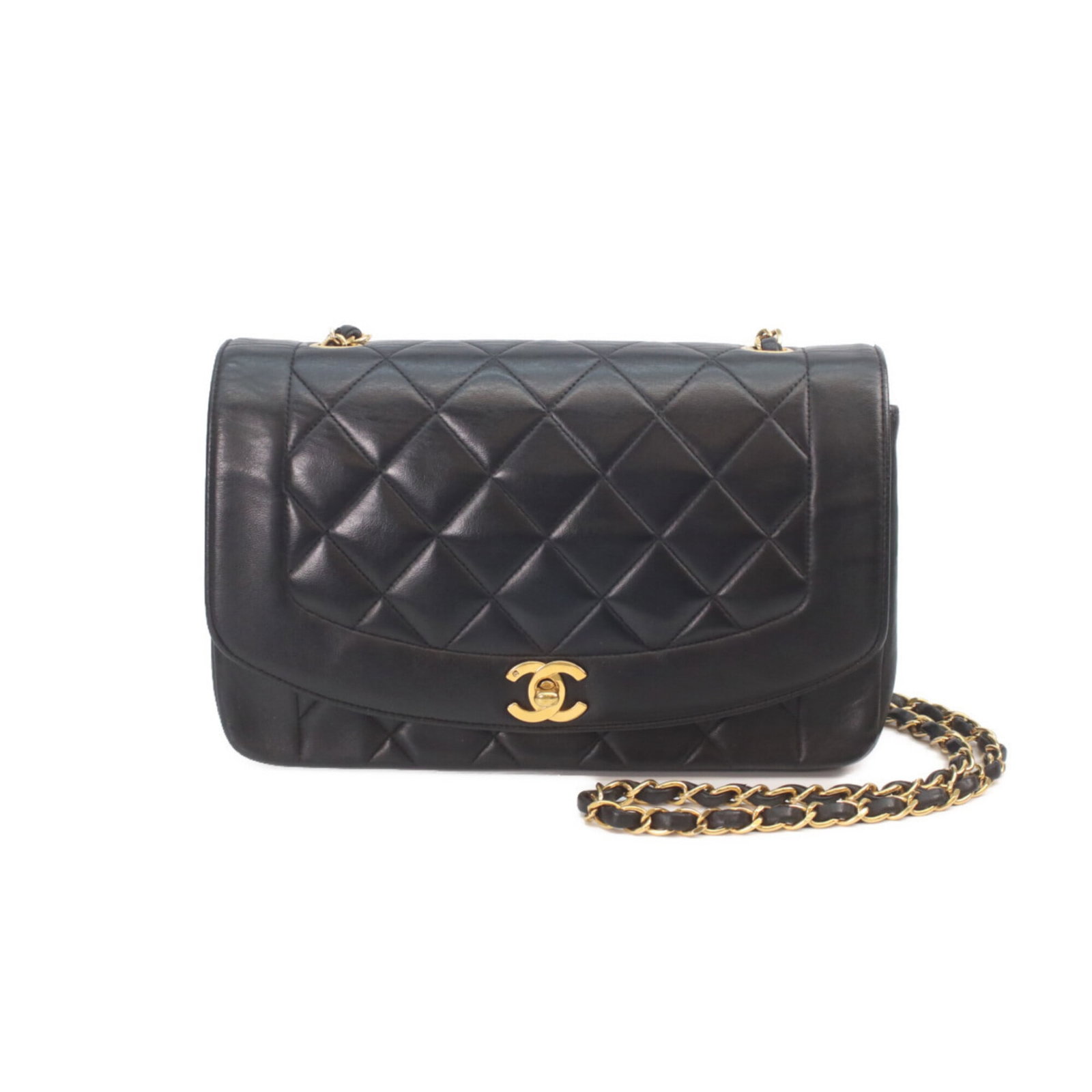 Shoulder Bag Leather Chanel: Shoulder Bag Leather Chanel Black lambskin shoulder bag from Chanel, featuring gold hardware and a classic design. Made from high-quality leather, this bag measures 15cm x 25cm x 7cm and is a stylish