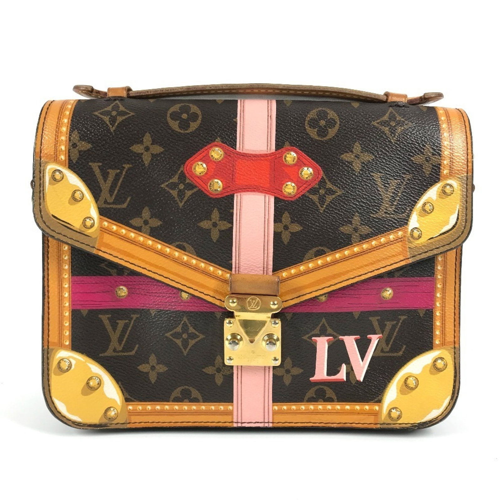 Canvas Monogram Pochette Bag Handbag Vuitton Louis: Canvas Monogram Pochette Bag Handbag Vuitton Louis Canvas Monogram Pochette Bag Handbag Vuitton LouisThis Louis Vuitton pochette bag features a classic monogram canvas design in brown and pink, with