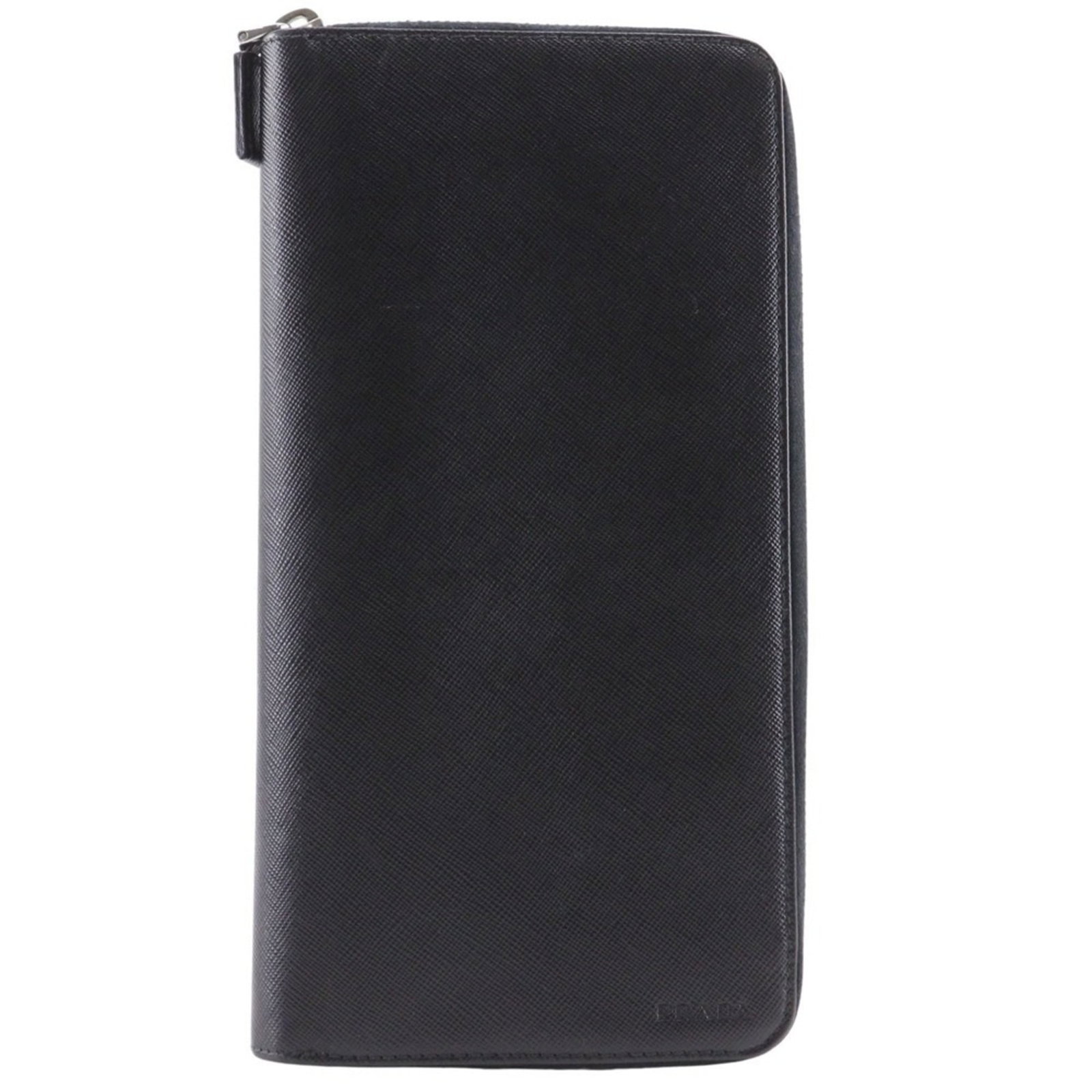 Prada Long Wallet (Bi-Fold) Saffiano: Prada Long Wallet (Bi-Fold) Saffiano Saffiano leather construction provides durability and sophistication to this black bi-fold wallet, featuring a classic long design with a zipper closure. Weighing 