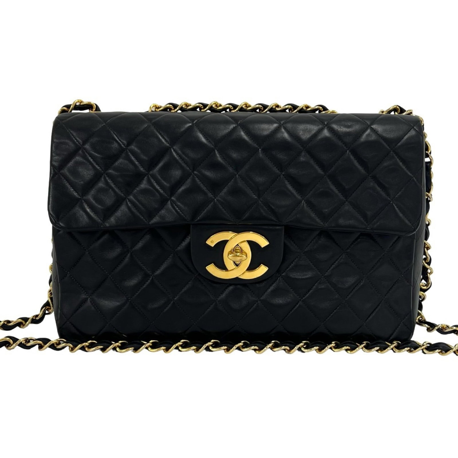 Shoulder Bag Leather Chanel: Shoulder Bag Leather Chanel The luxurious black lambskin shoulder bag from Chanel boasts a sleek and sophisticated design, perfectly complemented by its high-quality leather construction. Measuring