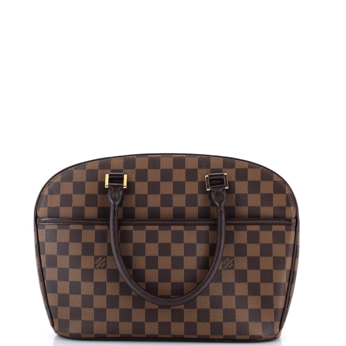 Vuitton Louis Sarria Handbag Horizontal Damier: Vuitton Louis Sarria Handbag Horizontal Damier Brown Louis Vuitton Sarria Handbag with Horizontal Damier Canvas Coated Exterior, featuring a classic top handle and microfiber red interior. This pre-ow
