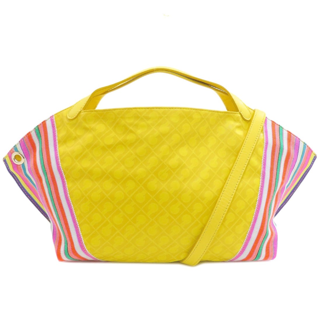 Gherardini Softie Skipper 2Way Handbag Polyester Polyurethane Coating: Gherardini Softie Skipper 2Way Handbag Polyester Polyurethane Coating Soft and stylish, this Gherardini Softie Skipper 2Way Handbag features a bright yellow exterior with a polyester polyurethane coat