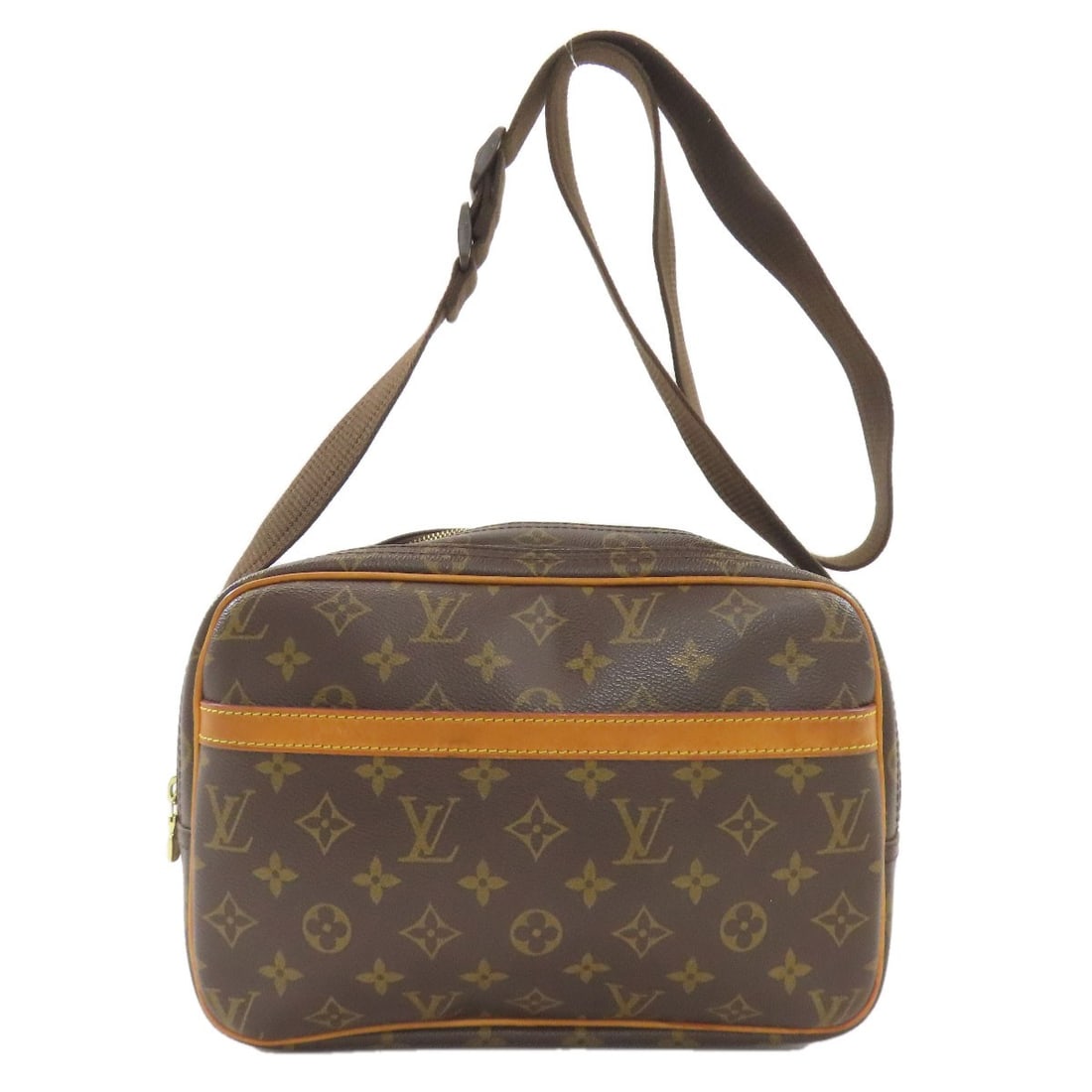 Canvas Monogram Pm Reporter Bag Shoulder Louis Vuitton M45254: Canvas Monogram Pm Reporter Bag Shoulder Louis Vuitton M45254 Brown Monogram Canvas Shoulder Bag with Signature. This LOUIS VUITTON M45254 shoulder bag features a classic design with a signature from