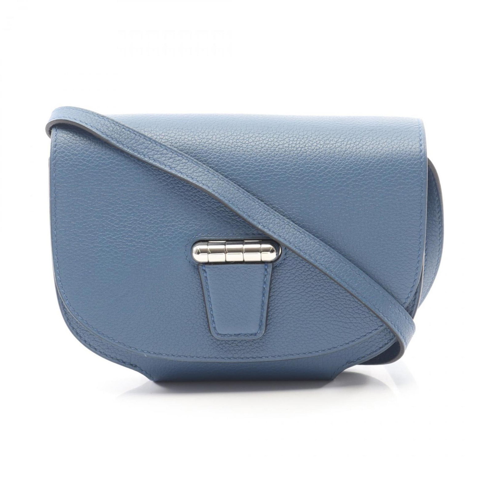 Hermes Handbag Leather Bag Shoulder: Hermes Handbag Leather Bag Shoulder Blue leather shoulder bag from Hermes, measuring 11.5cm x 7.5cm x 2cm, features a distinctive design and craftsmanship. This small, stylish bag is made from