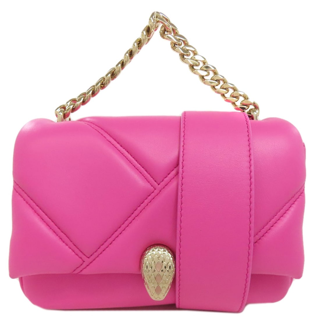 Serpenti Crossbody Handbag Calf Mini 2Way Bvlgari: Serpenti Crossbody Handbag Calf Mini 2Way Bvlgari Pink Calf Leather BVLGARI Serpenti Crossbody Handbag with 2Way Design. This stylish mini handbag features a signature Serpenti motif and pink calf