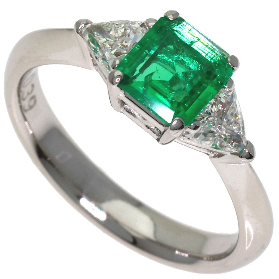Pt900 Platinum Emerald Diamond Ring 4.8G (1 of 9)