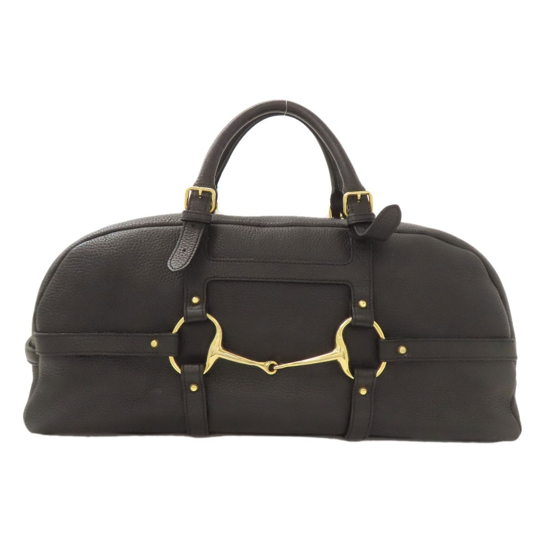 Admj Logo Boston Bag Leather: Admj Logo Boston Bag Leather Black leather Boston bag with a classic design, bearing a signature. Made from high-quality leather, this bag features a timeless style that will complement any outfit.