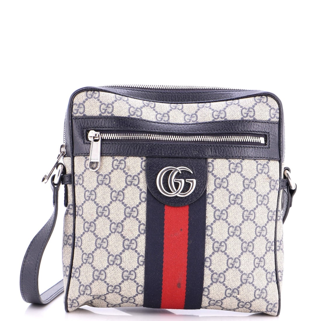 Ophidia Messenger Bag Small GG Coated Canvas Gucci: Ophidia Messenger Bag Small GG Coated Canvas Gucci Small GG Coated Canvas Gucci Ophidia Messenger Bag in Blue. This cross-body bag features a canvas exterior with a signature GG Coated design, measuri