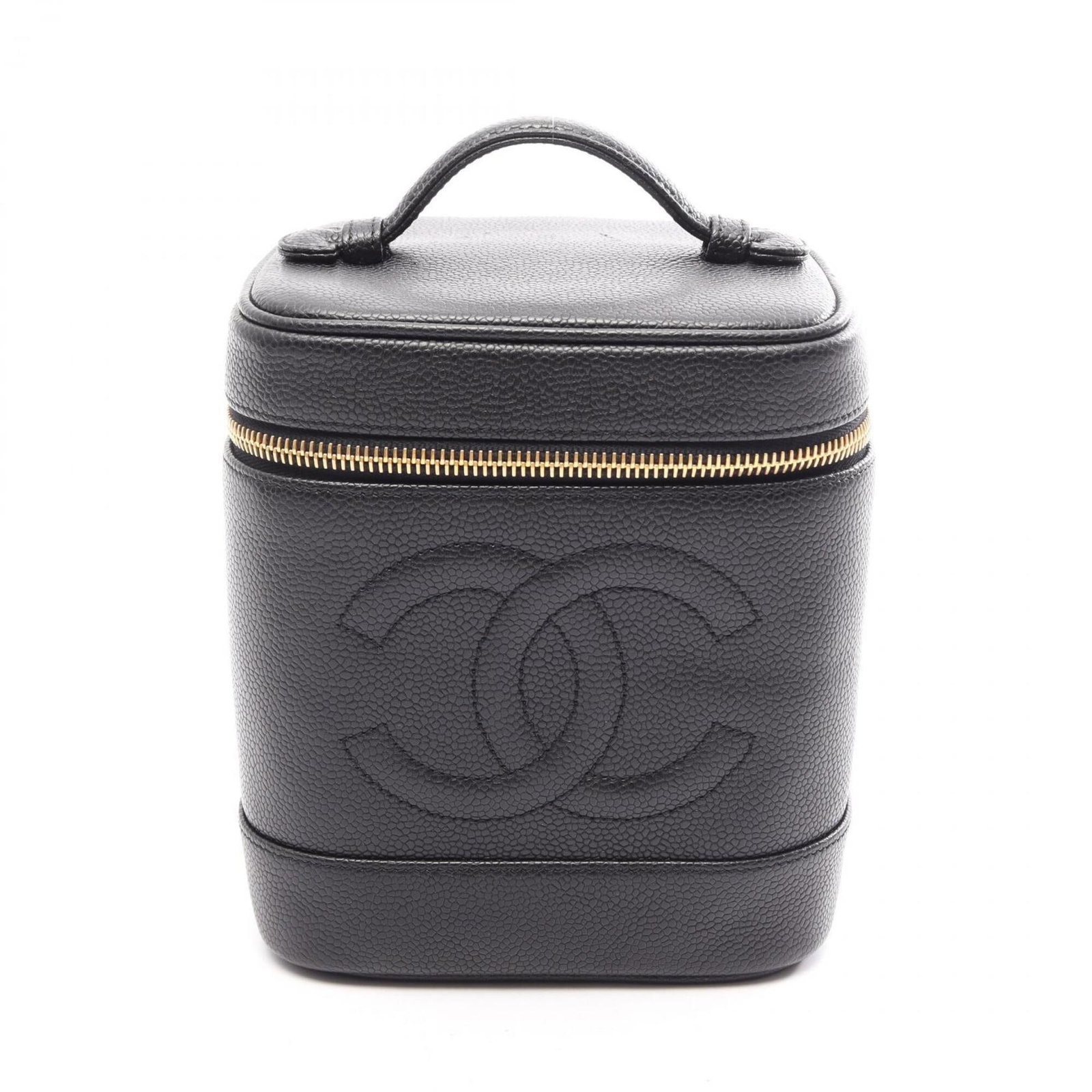 Calfskin Handbag Chanel: Calfskin Handbag Chanel Grained Calfskin Handbag in Black. This Chanel handbag features a classic design with a 17cm x 15cm x 12cm size, made from high-quality Grained Calfskin material. The sleek
