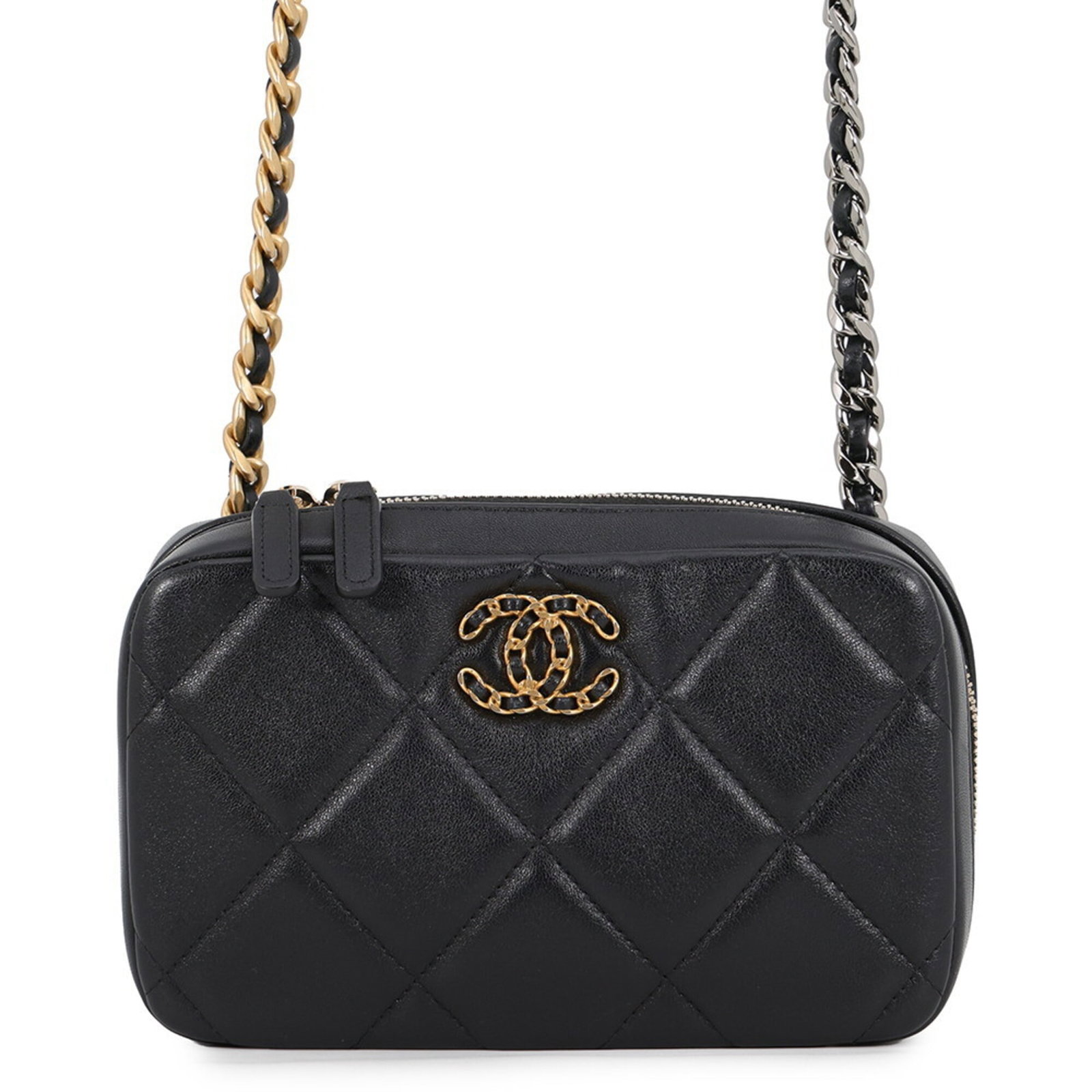 Shoulder Bag Leather Chanel: Shoulder Bag Leather Chanel Black leather shoulder bag from Chanel, made in Italy, with dimensions of 11cm x 18.5cm x 5cm. The bag features high-quality leather construction and a sleek design. Item