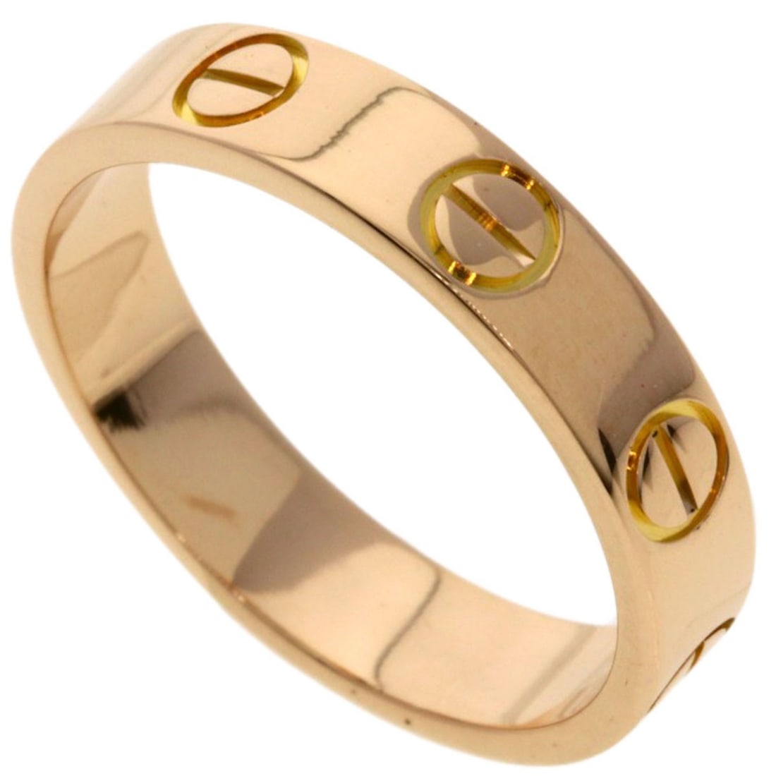 Pink Gold Cartier K18 Mini Love Ring: Pink Gold Cartier K18 Mini Love Ring K18 Pink Gold Cartier Mini Love Ring is a delicate gold ring featuring the iconic Cartier style. Made from 18k pink gold, this ring boasts a classic design with
