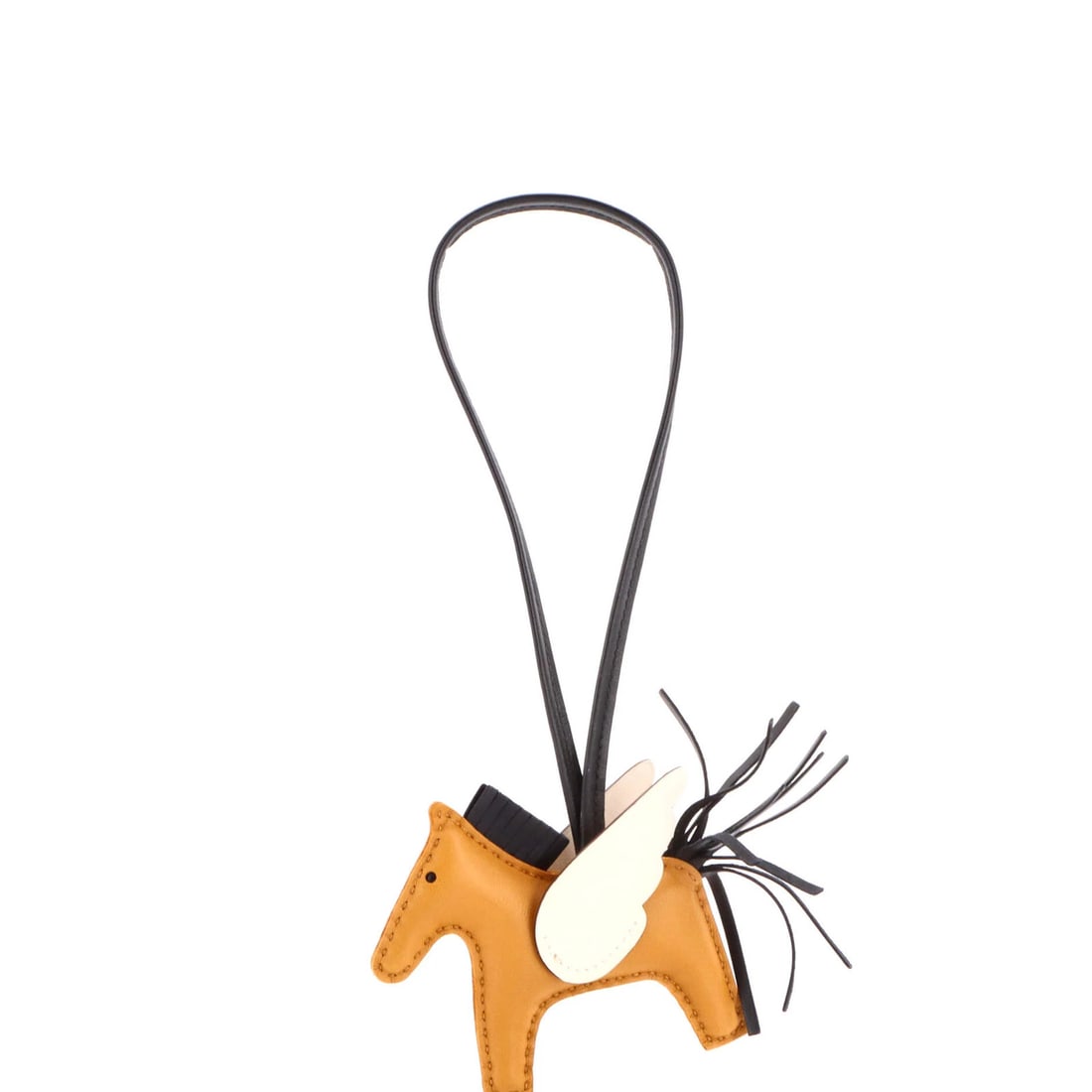 Hermes Pegase Rodeo Leather Bag Charm: Hermes Pegase Rodeo Leather Bag Charm Brown Leather Bag Charm from the Hermes Pegase Rodeo Bag, measuring 3" x 3.5" x 1". The charm features a neutral exterior with a brown leather interior, bearing
