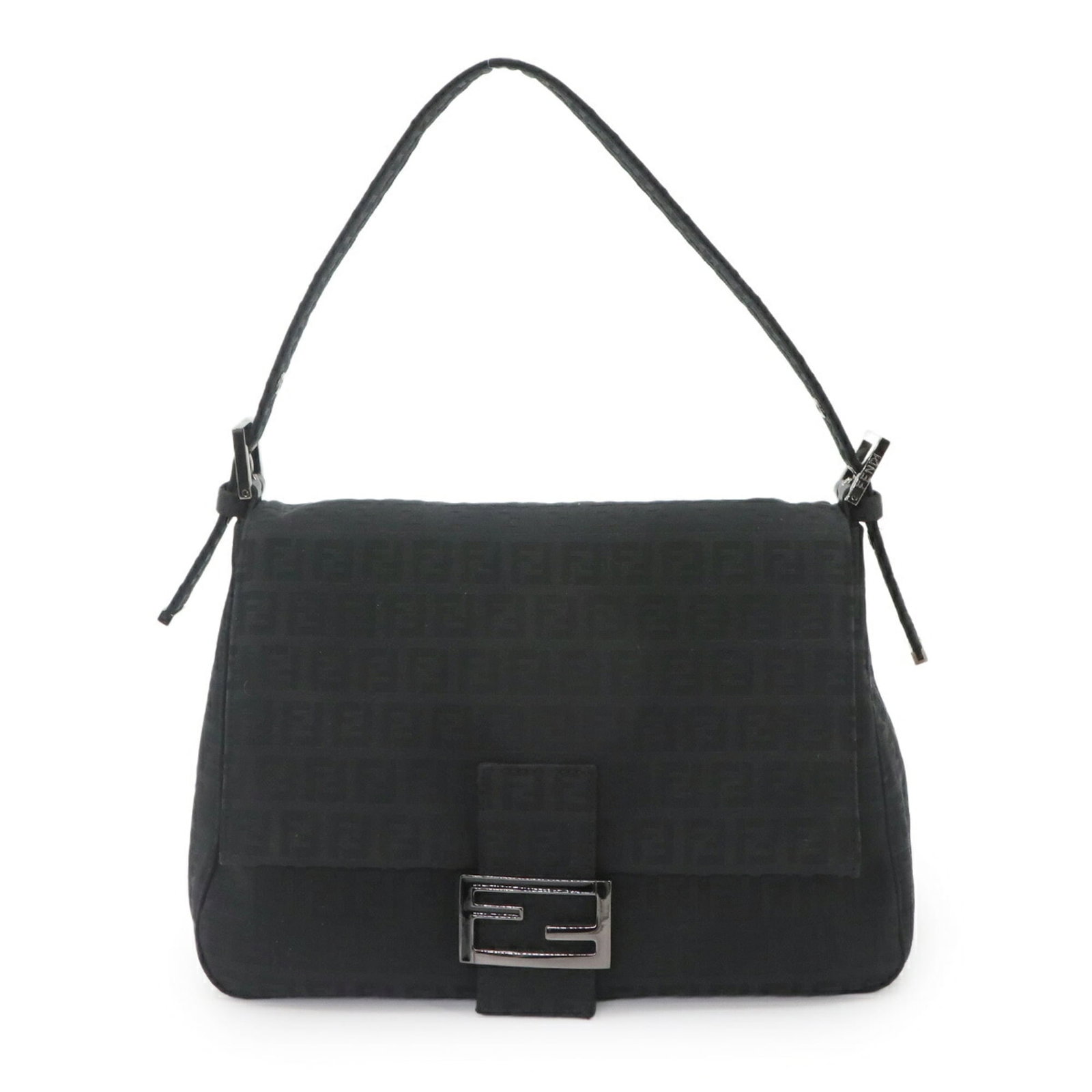 Shoulder Bag Fendi Canvas Leather: Shoulder Bag Fendi Canvas Leather Canvas and leather combine in this sleek Fendi shoulder bag, available in black. Made in Italy, its 18cm x 27cm x 11cm dimensions make it a versatile accessory for